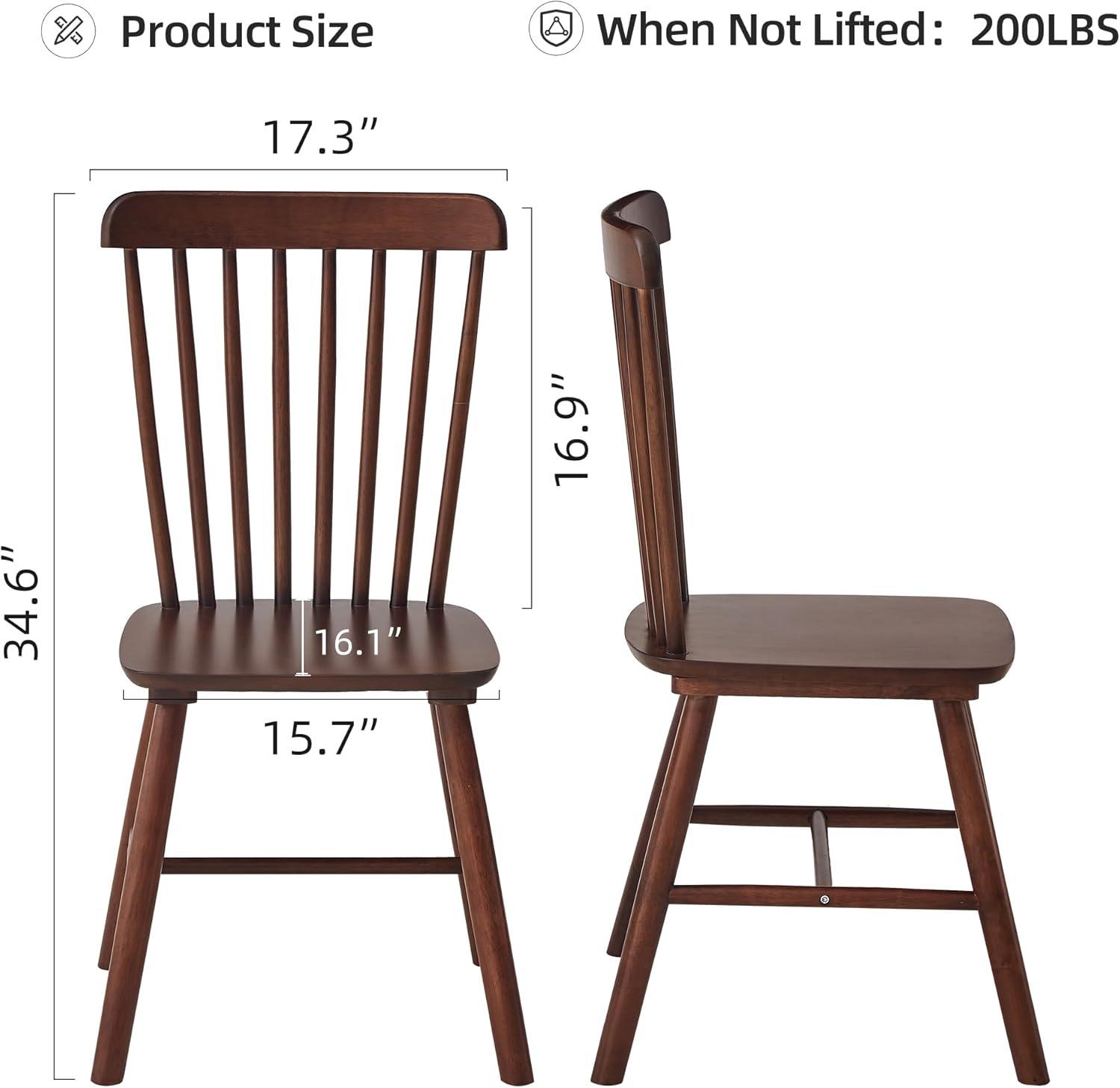 Walnut Wood Windsor Spindle Back Dining Chairs Set of 4