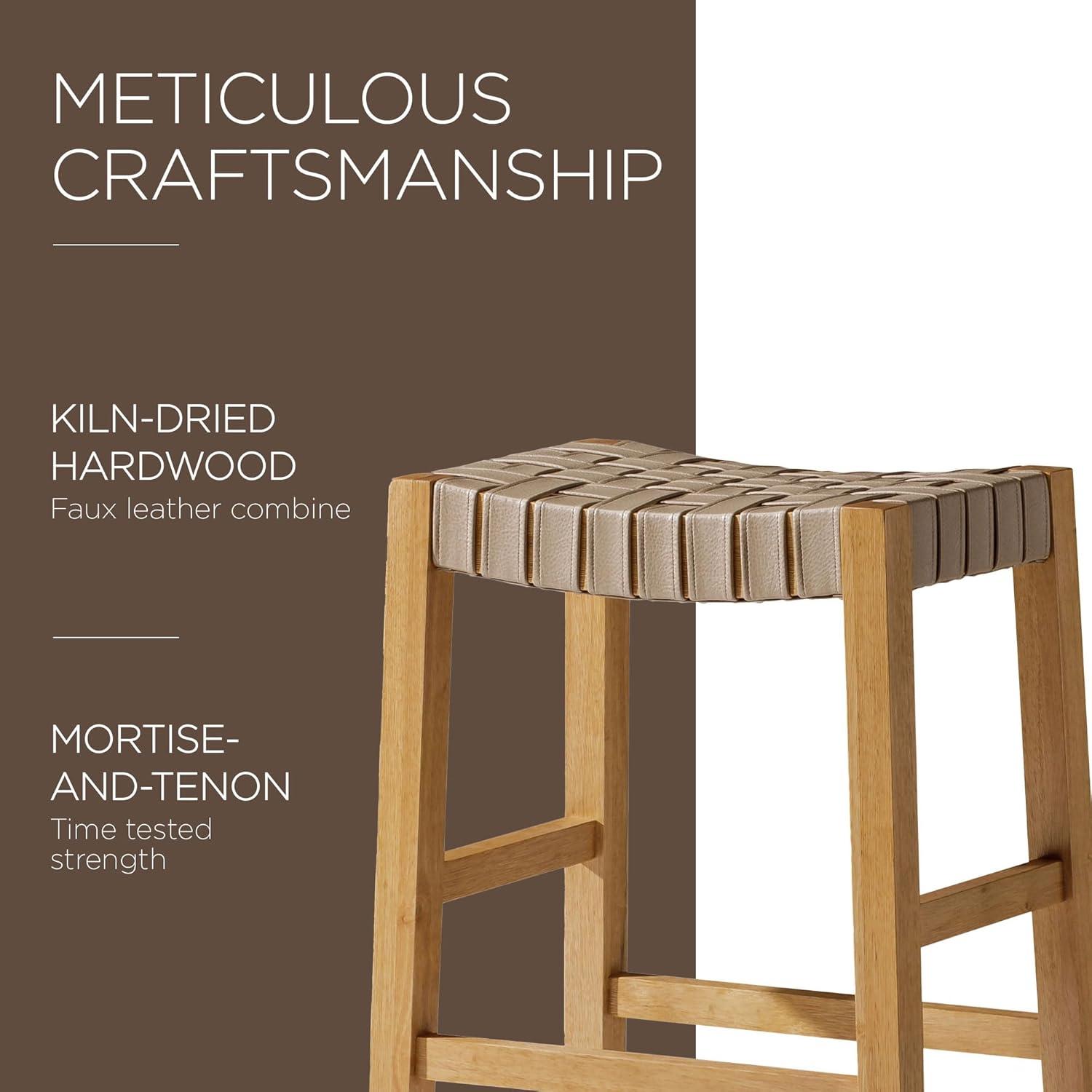 Maven Lane Emerson Kitchen Stool with Vegan Leather Upholstery