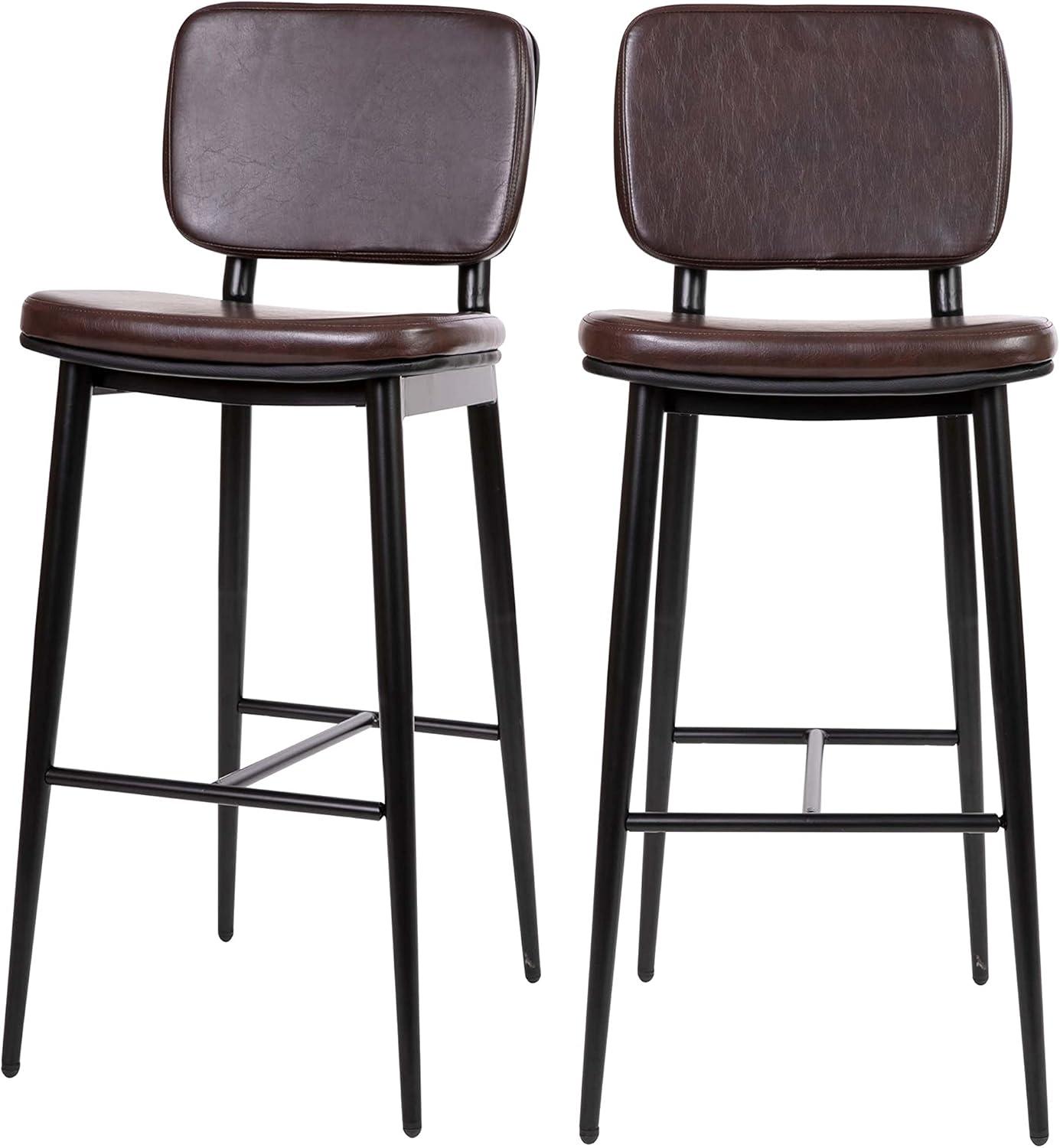 Crellus Upholstered Counter Stool with Metal Frame (Set of 2)