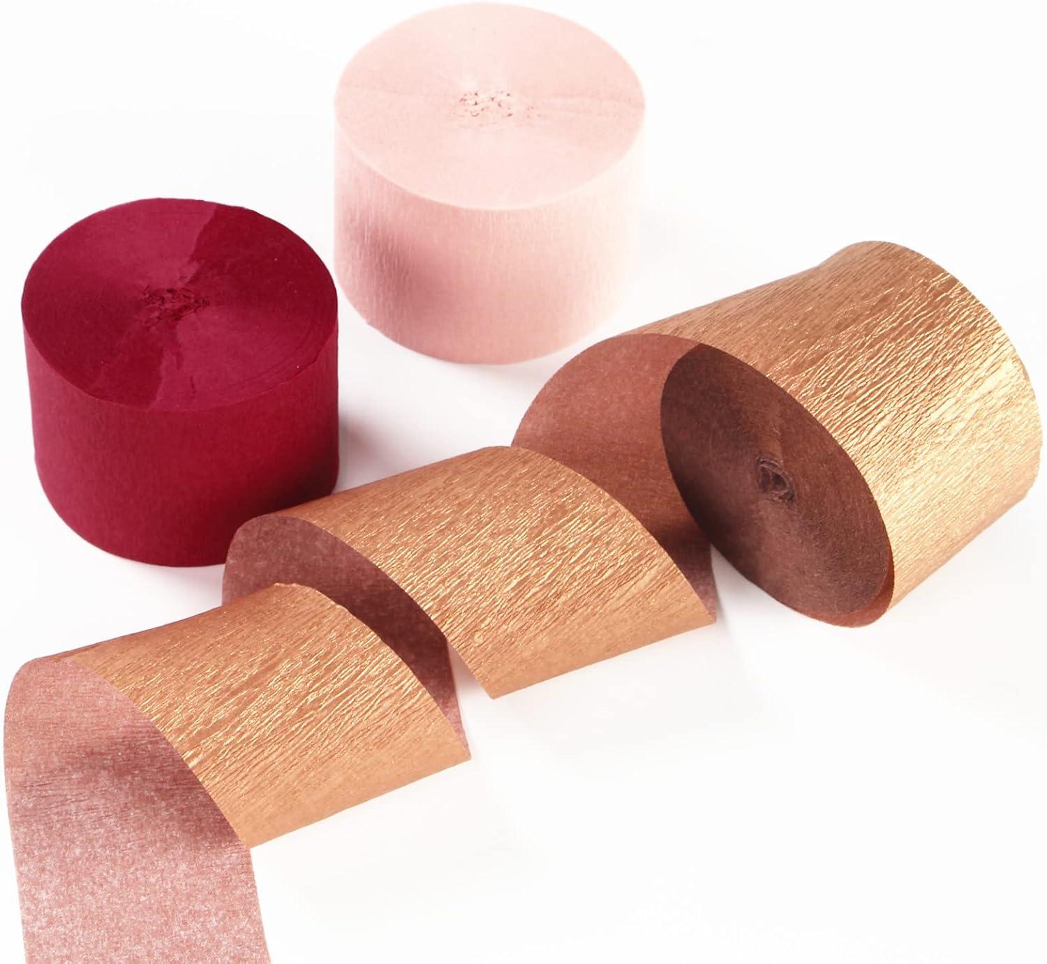 Rose-Gold Pink Burgundy-Red Party-Decorations Streamers - 9 Rolls Valentines Mothers Day Crepe Paper Streamer Garland Birthday Bachelorette Bridal Shower Engagement Wedding Brunch Decoration Panduola