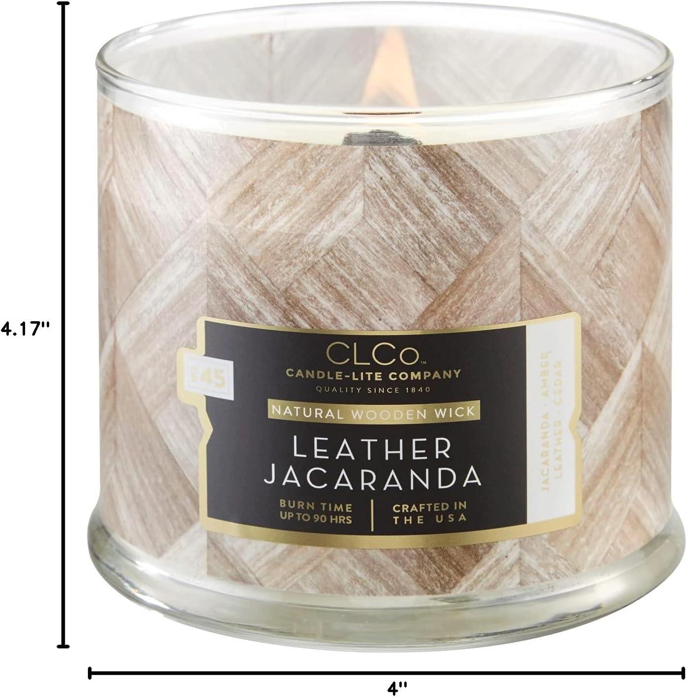 Candle Lite 260471 14 oz Leather Jacaranda Wood Wick Candle