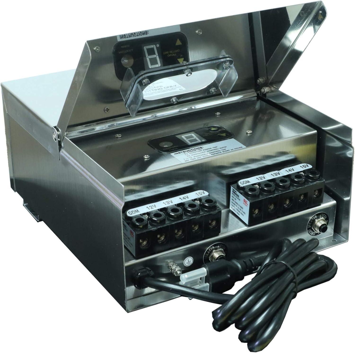 Best Pro Lighting 600W Multi Tap 12V - 15V Stainless Steel Low Voltage Landscape Light Transformer BPL600W-12VSS