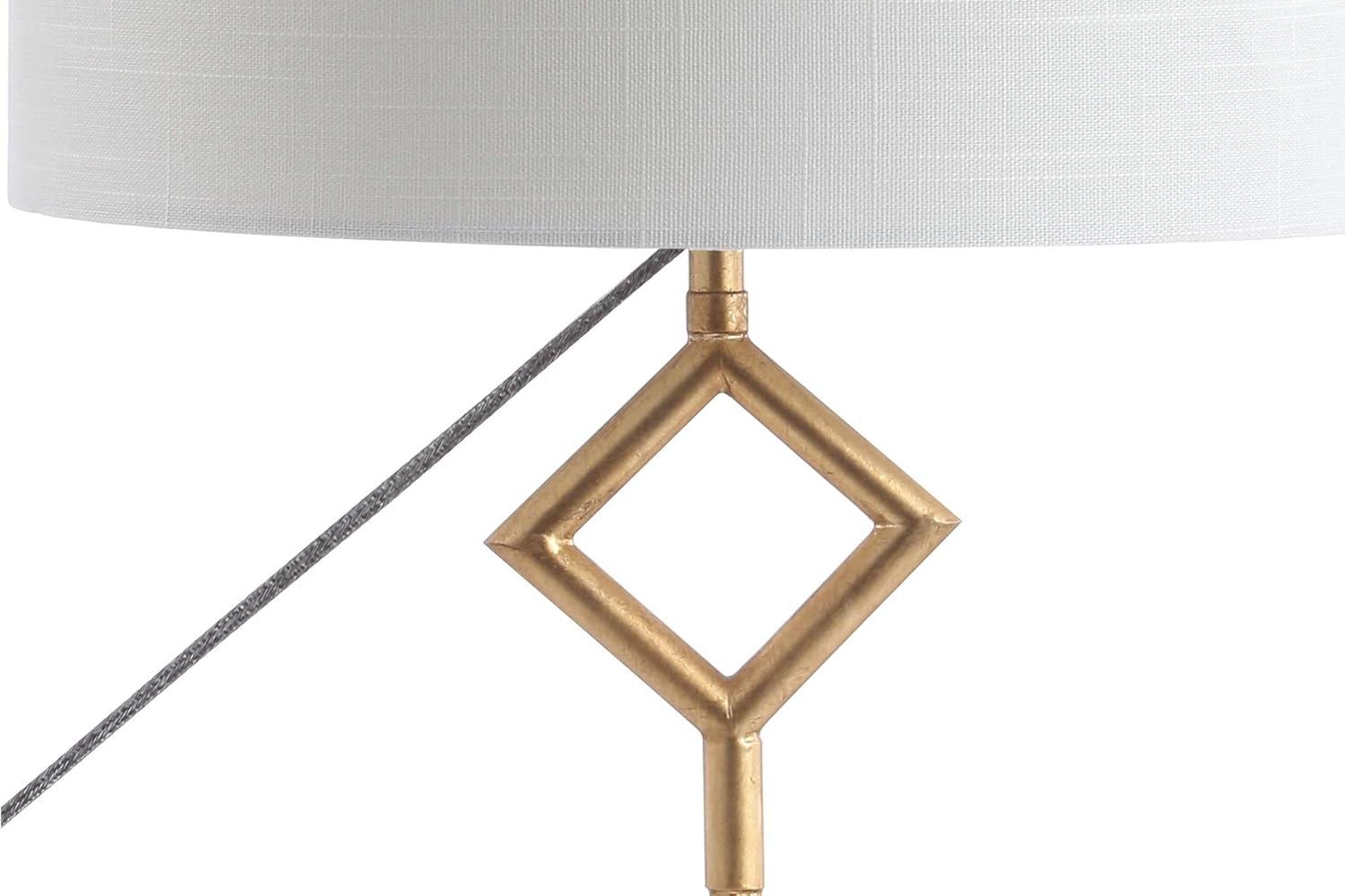 Diamante 29.5" Gold Metal and Marble Base Table Lamp with White Linen Shade