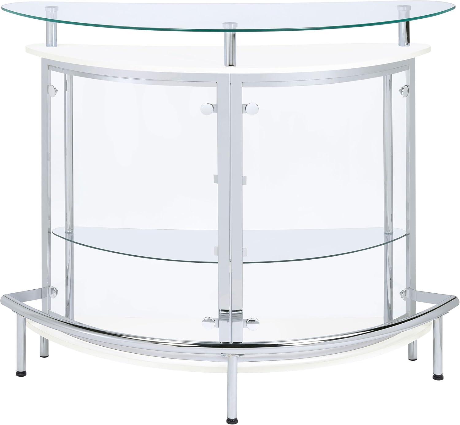 Coaster Amarillo Modern 2 Tier Home Bar Cabinet White/Chrome