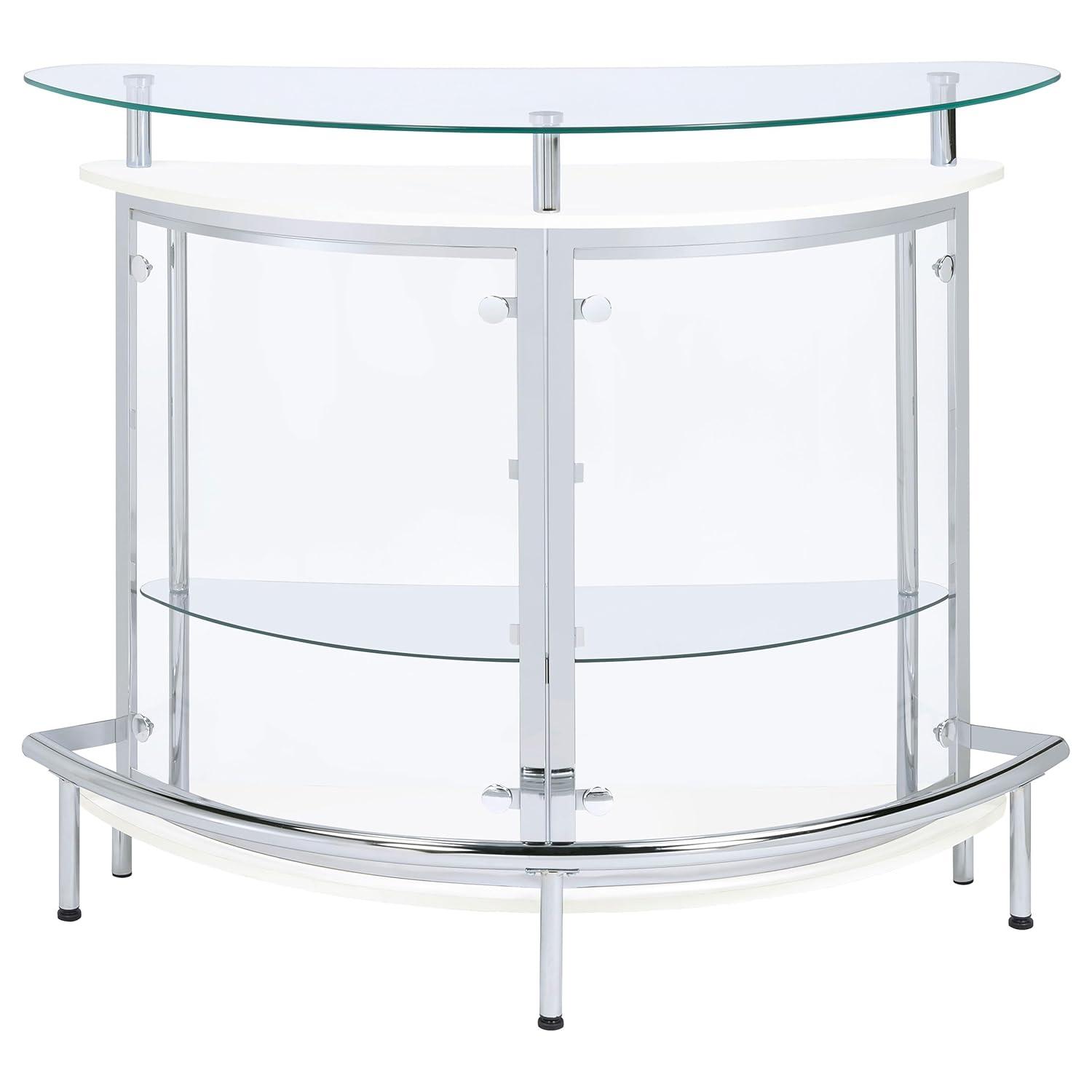 Coaster Amarillo Modern 2 Tier Home Bar Cabinet White/Chrome