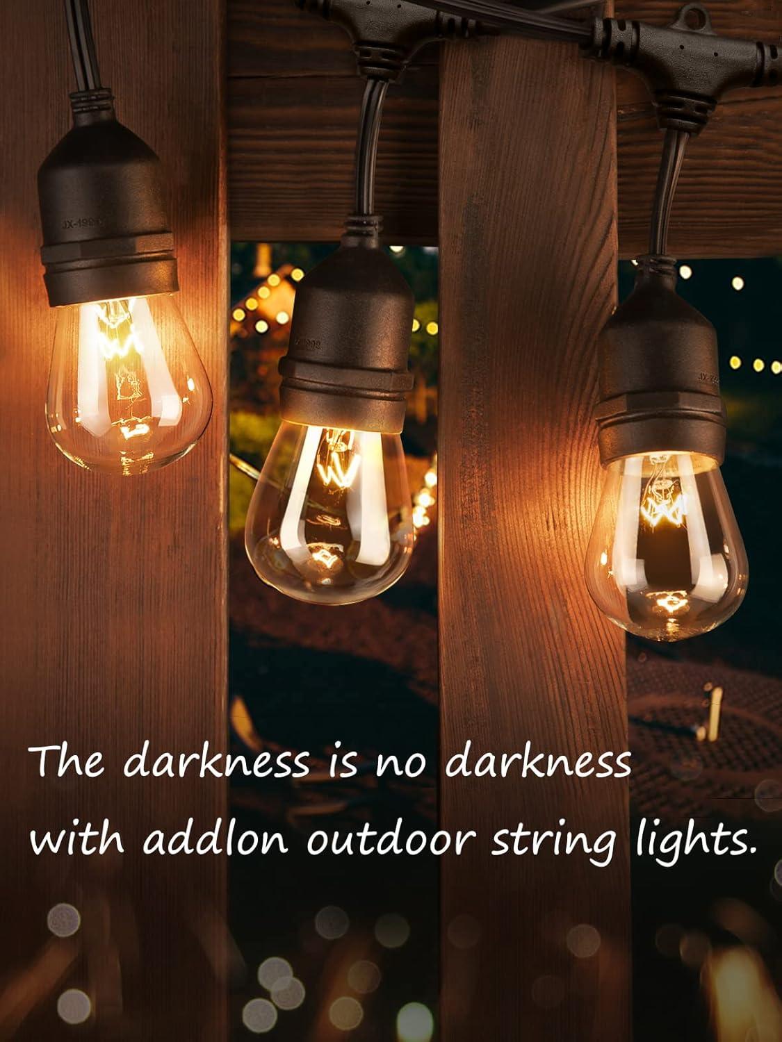 48FT Black Outdoor Commercial Globe String Lights with Warm White Bulbs