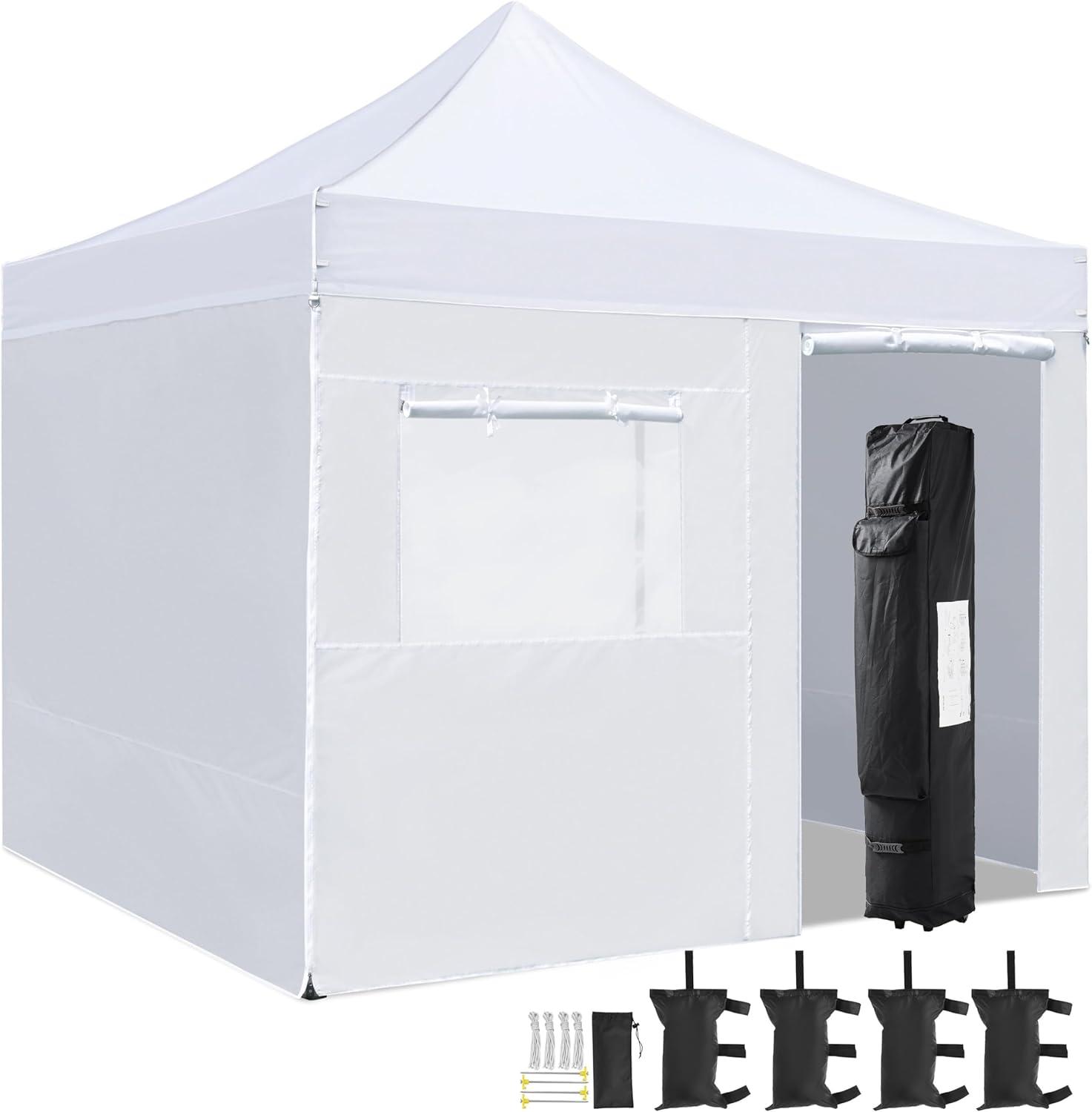 10x10ft White Waterproof Canopy Tent with Removable Sidewalls