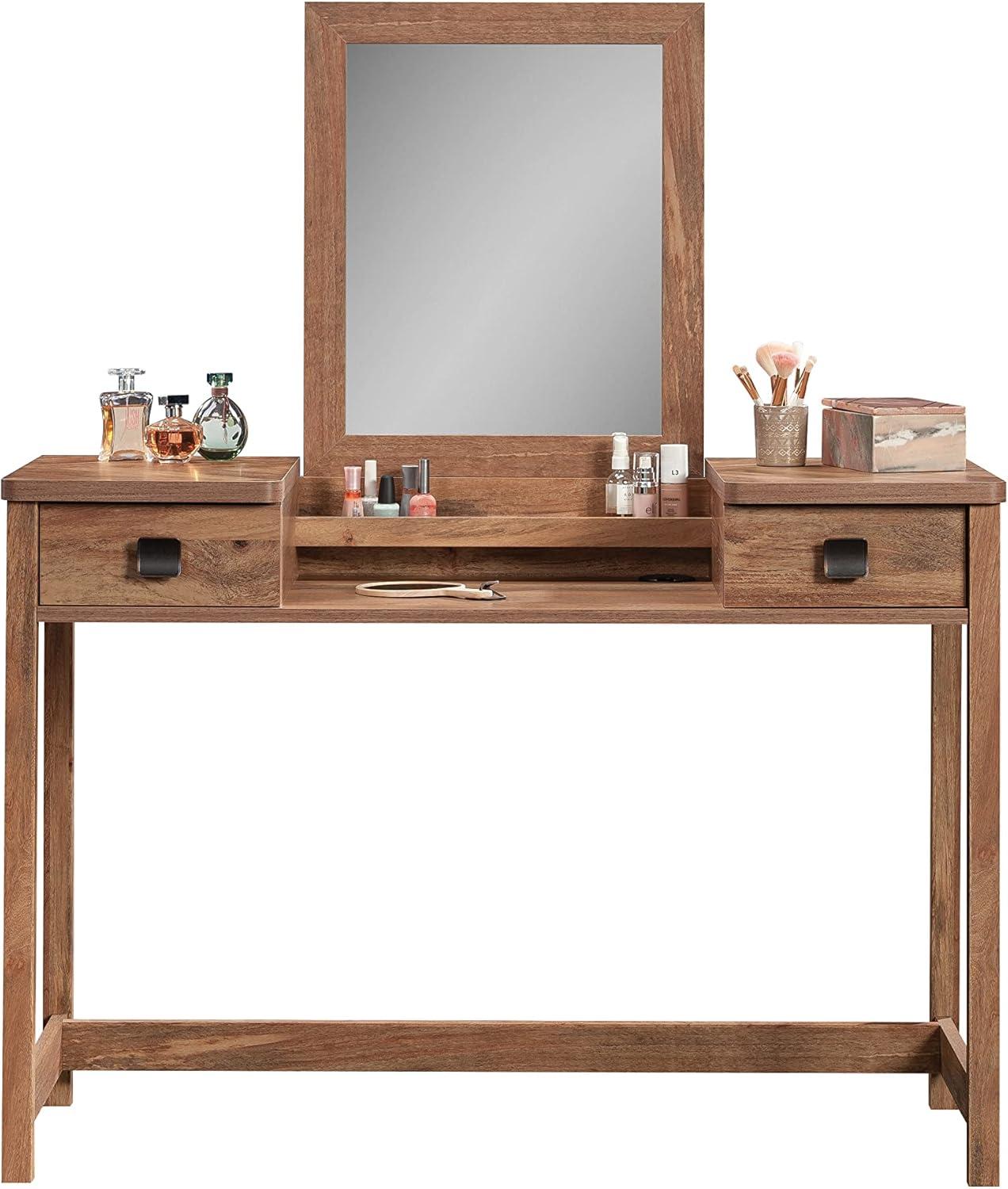 Sindoori Mango Herringbone Vanity Table with Mirror and Drawers