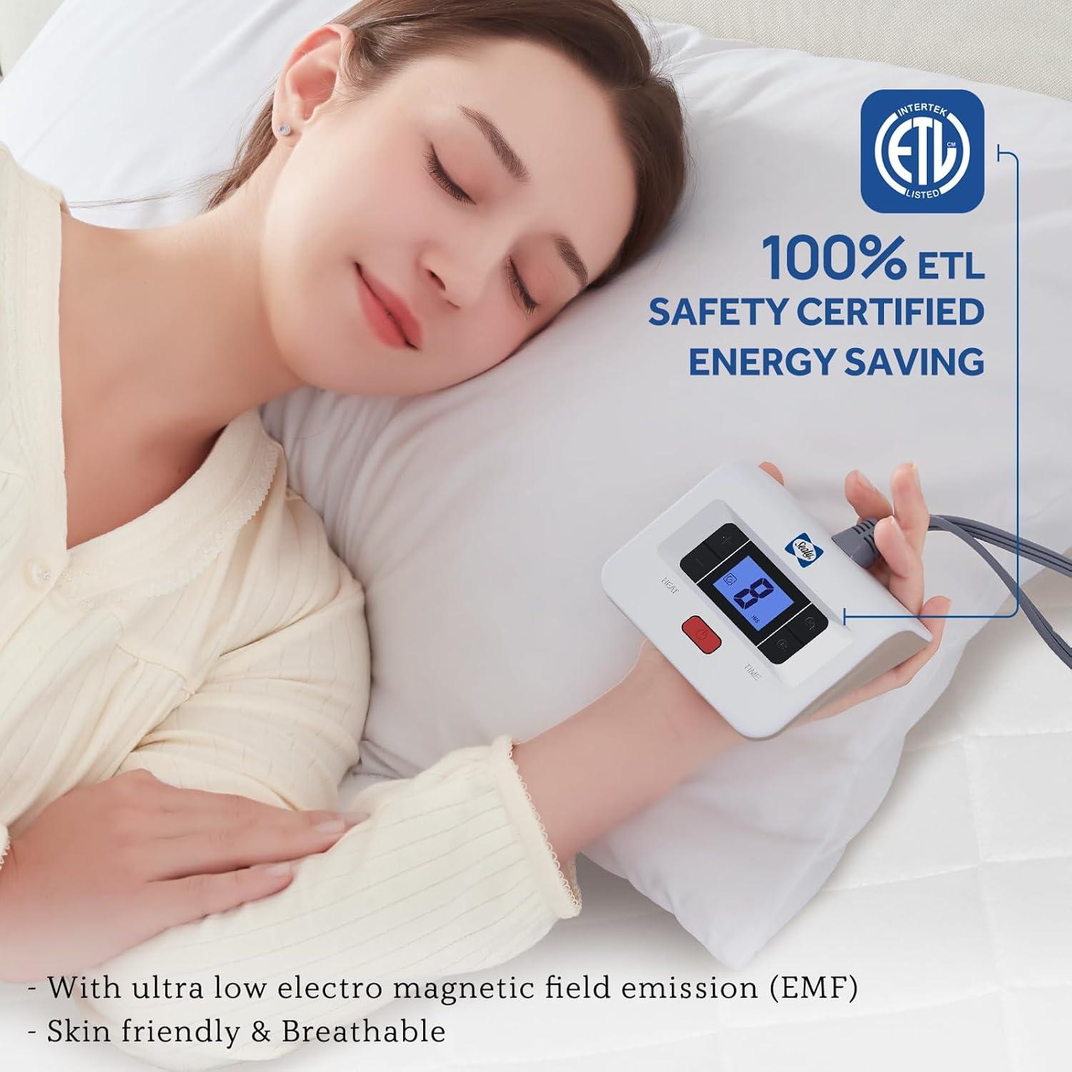 Full Size White Quilted Cotton Heated Mattress Pad