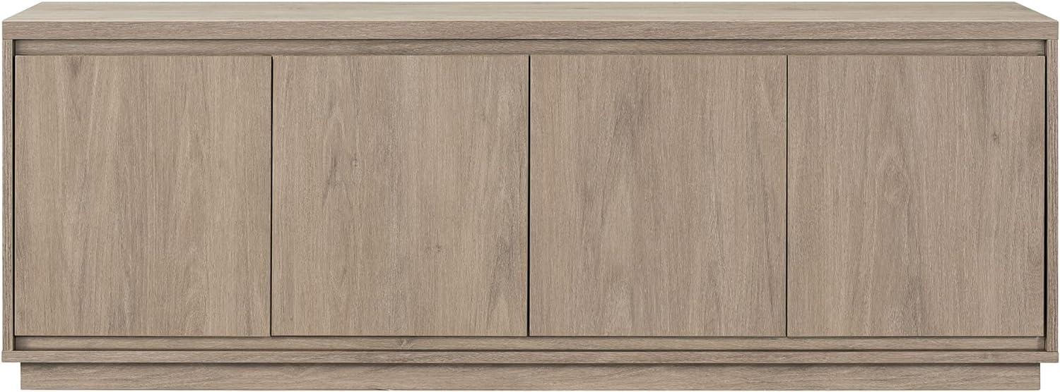 Antiqued Gray Oak 68" TV Stand with Cabinets