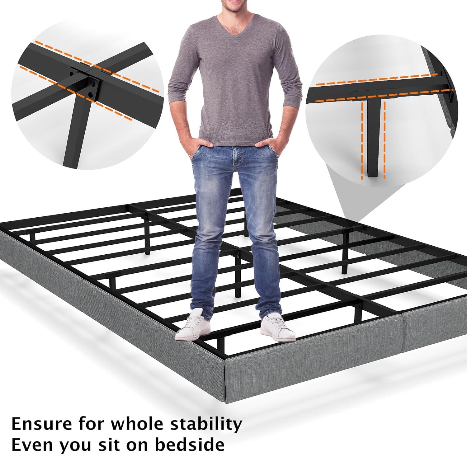 Alwyn Home Floating Bed Frame With Led Lights Metal Platform Bed, No Squeak