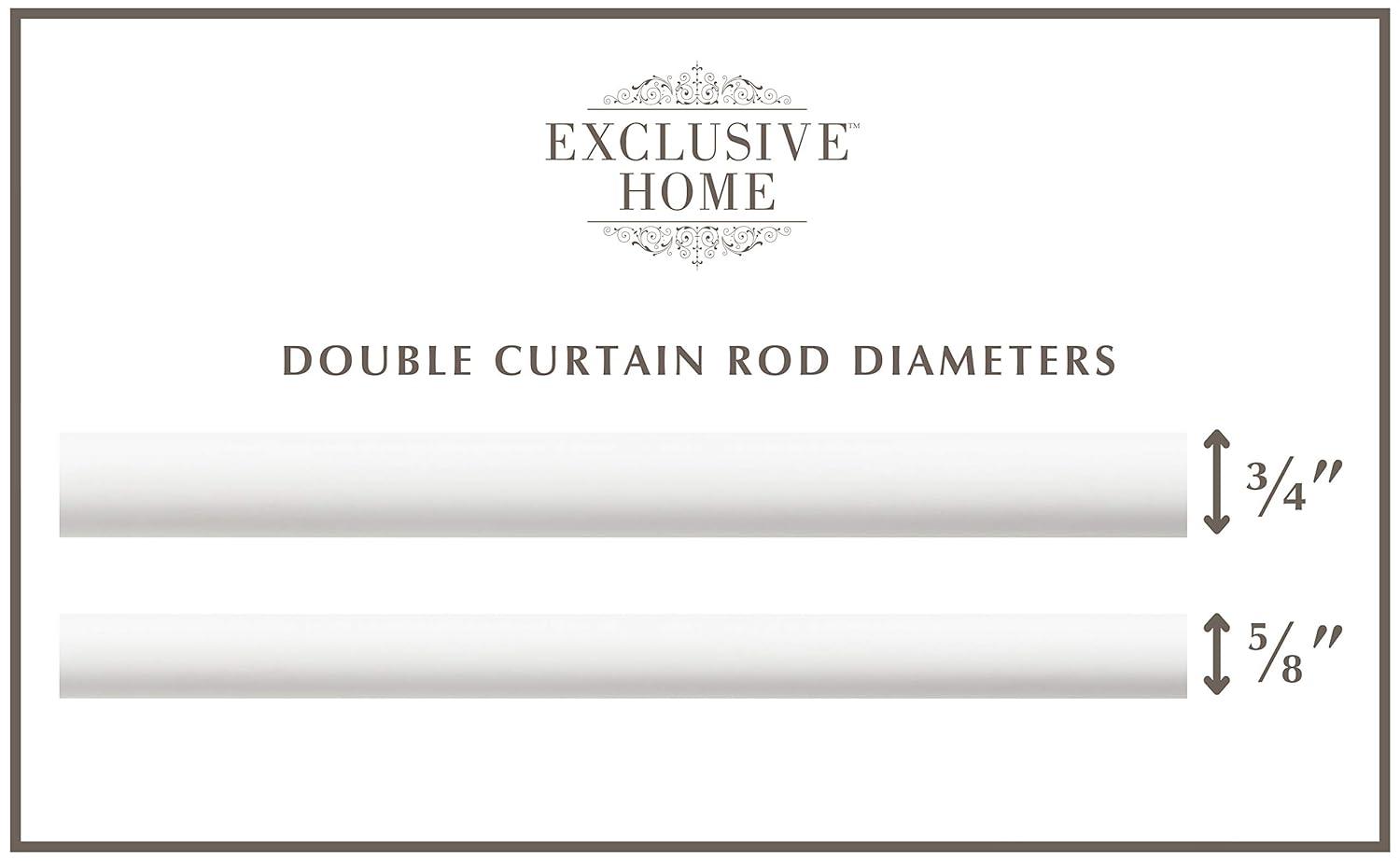 EXCLUSIVE HOME Fetter Wrap Around Double Curtain Rod, Matte Silver, 52"-72"