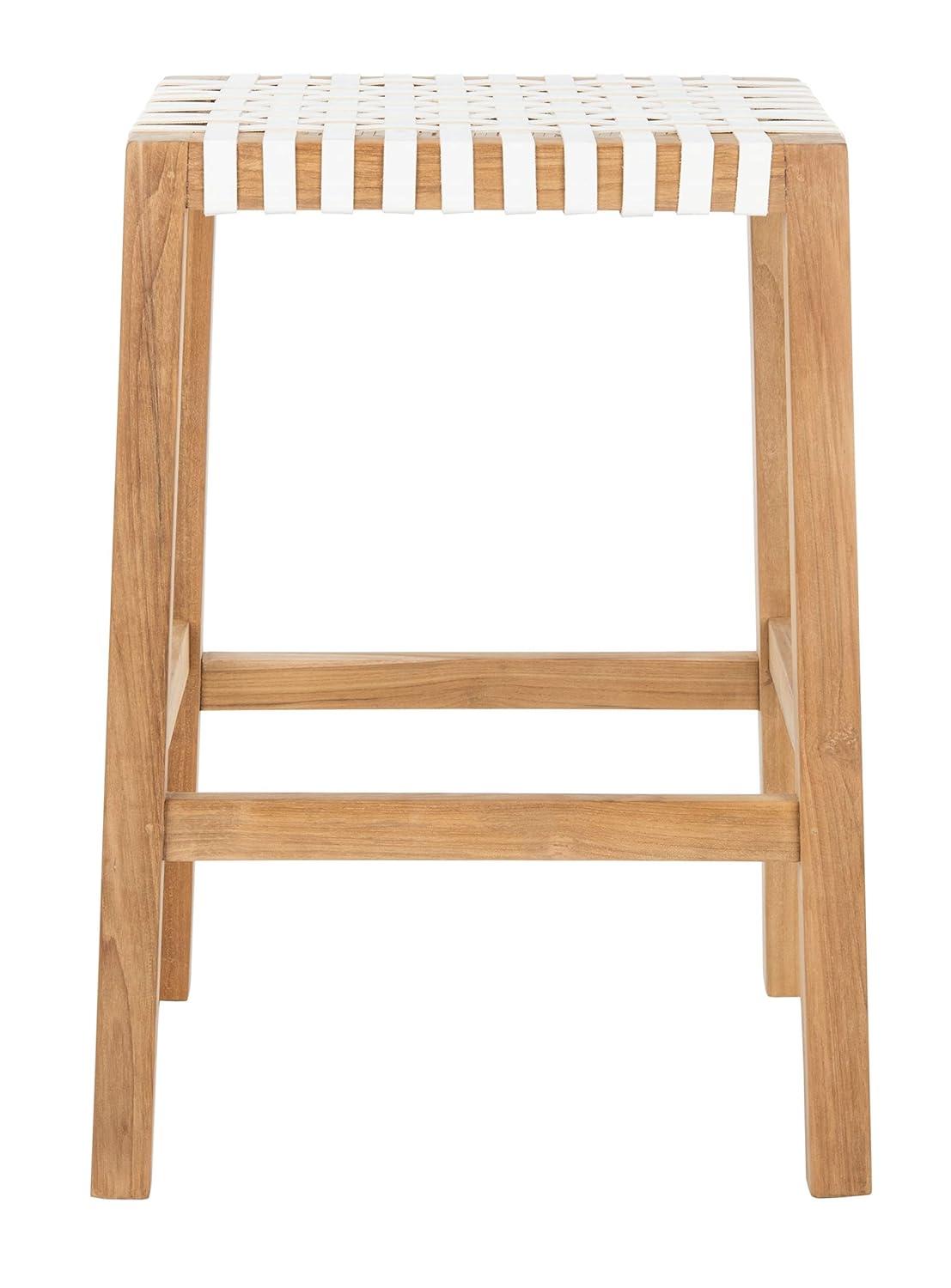Capri Counter Stool - BST1009 - Natural Teak/White - Safavieh