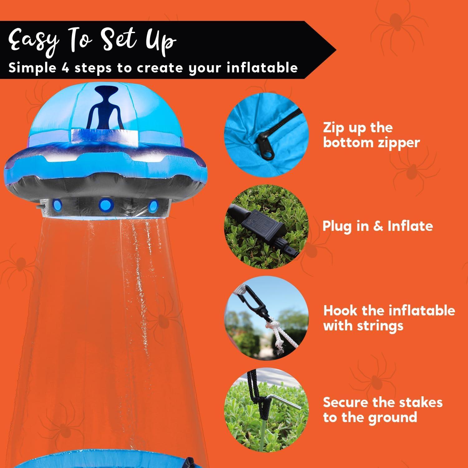 6-Foot Multicolor Lighted Halloween Inflatable UFO Decoration