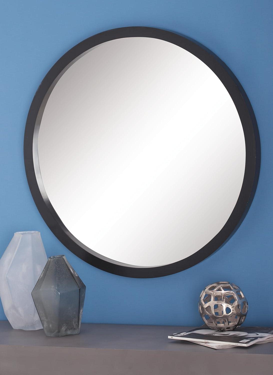 32" Contemporary Wood Wall Mirror Black - Olivia & May: MDF Frame, No Assembly, Wall Mount