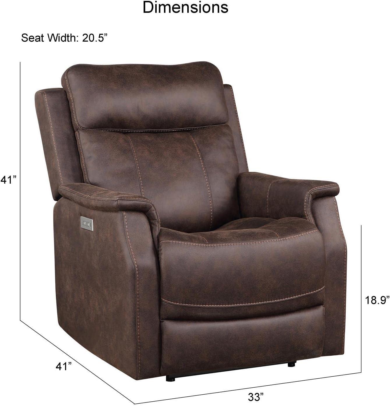 Steve Silver Valencia Leatherette Dual Power Reclining Chair with USB, Walnut