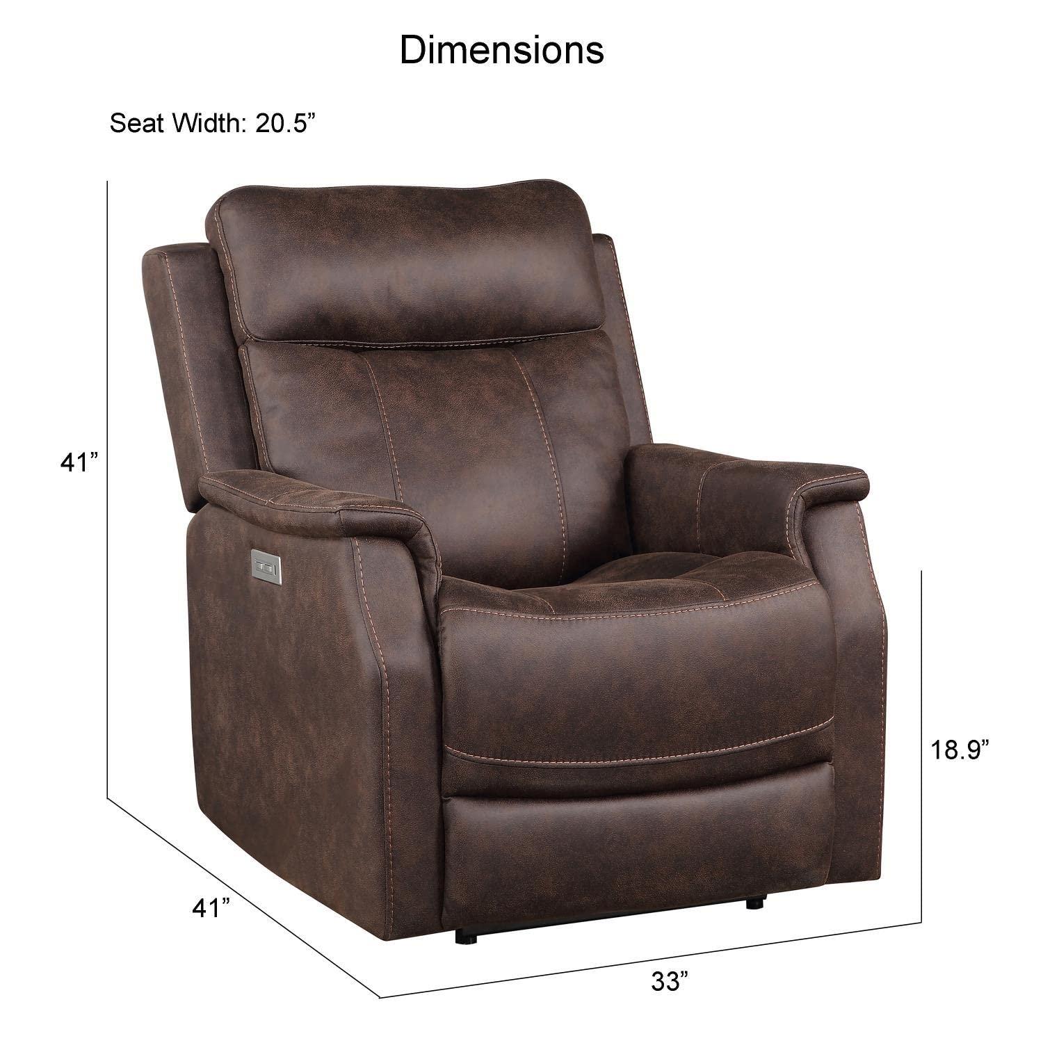 Steve Silver Valencia Leatherette Dual Power Reclining Chair with USB, Walnut