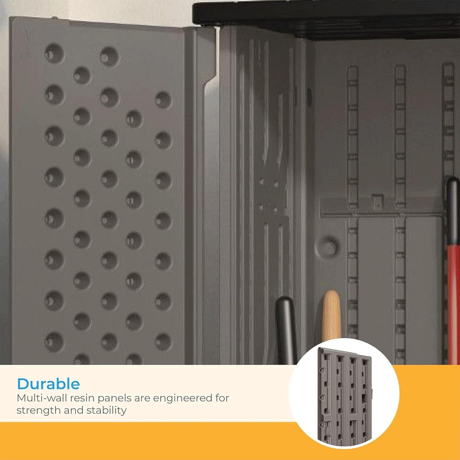 Suncast Suncast Outdoor 32.25 in. W x 24.75 in. D x 72 in. H Resin Vertical Tool Shed