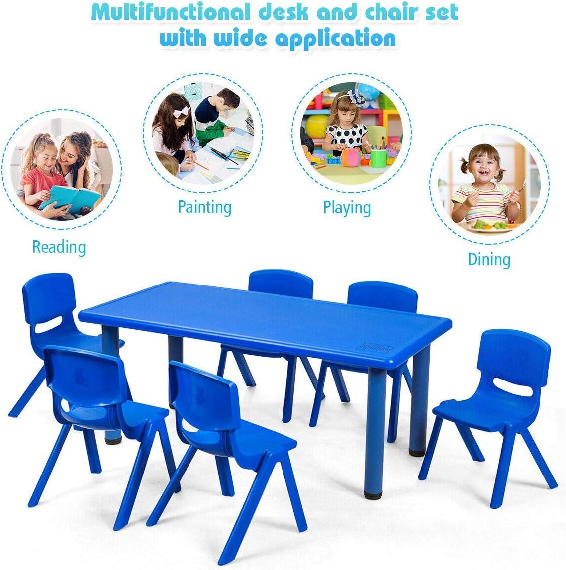Topcobe 6-pack Kids Plastic Stackable Classroom Chairs, Toddler Living Room Chair-Blue