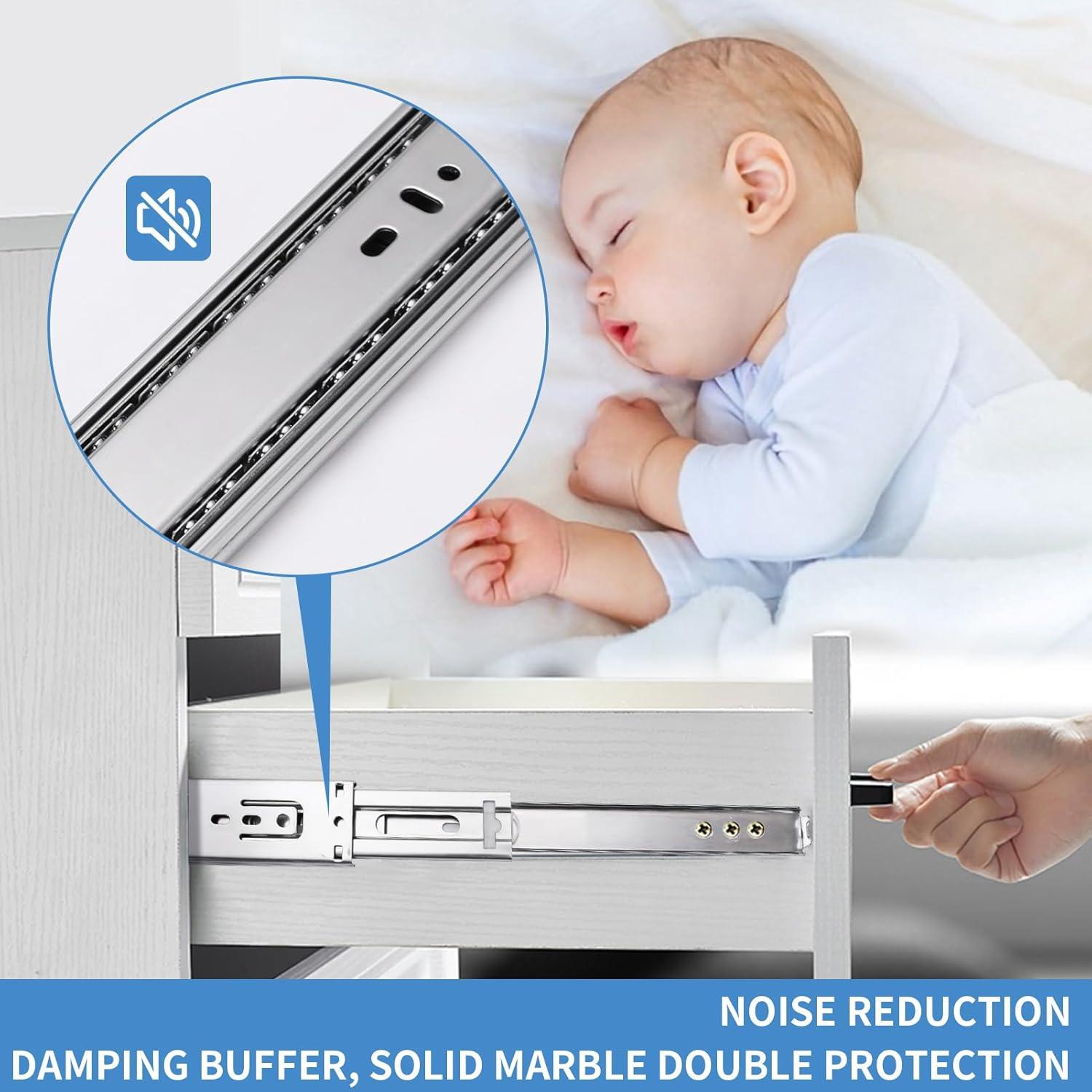 12 inch Drawer Slides 4 Pairs (8pcs) Soft Self Close Full Extension Ball Bearing Drawer Rails Side Mount Metal Dresser Runners for File Cabinet Trash Can Kitchen Wardrobe Glides 12" 100 LB Capacity