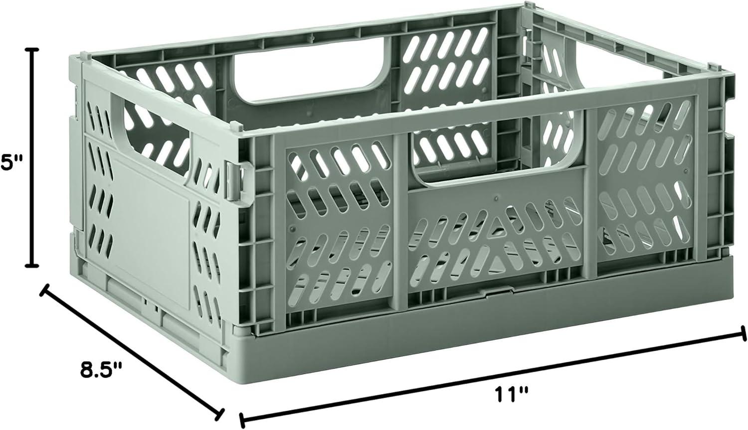 Medium Green Recycled Plastic Collapsible Storage Crate