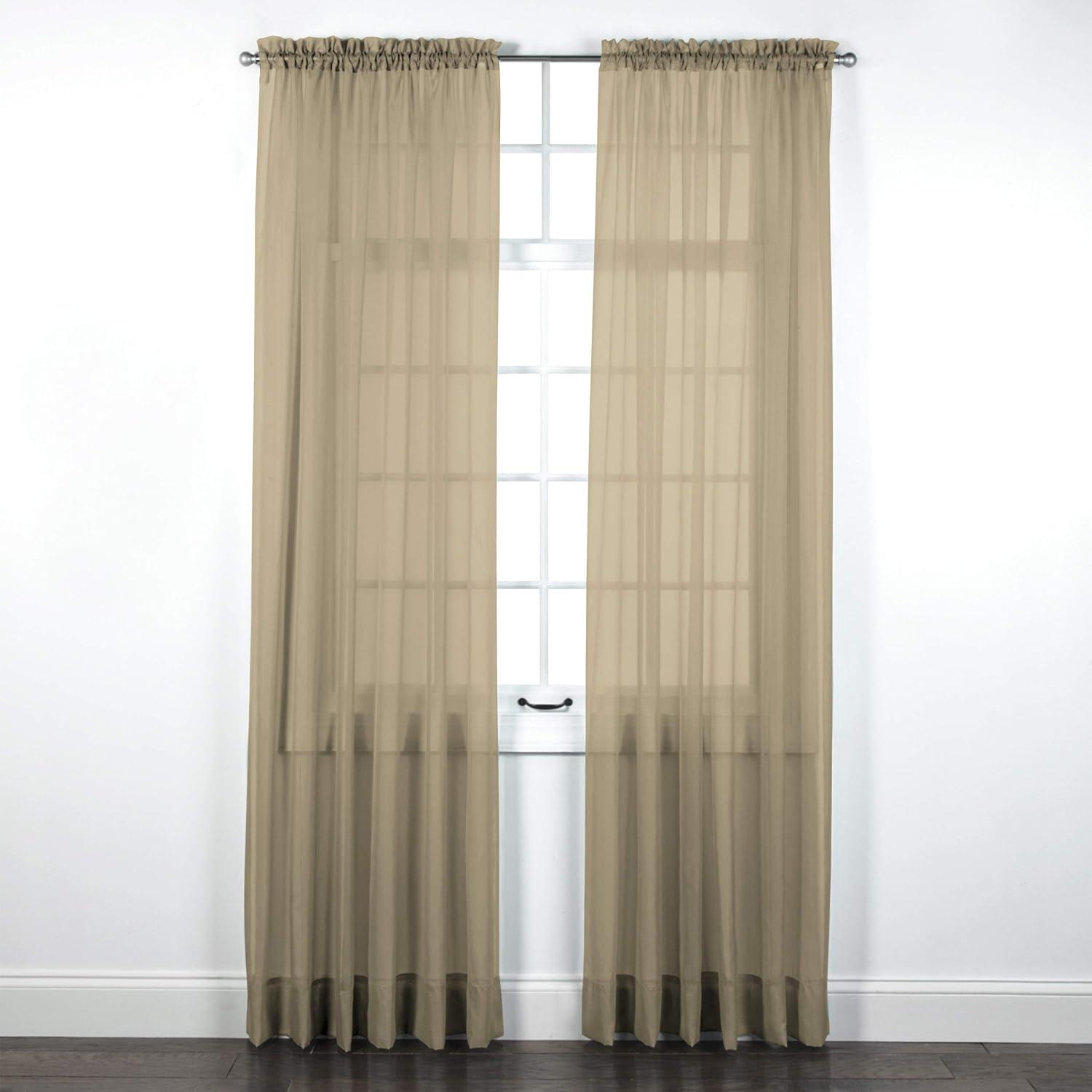 Collections Etc Elegance Sheer Window Curtain Panel Bisque 60" x 63"