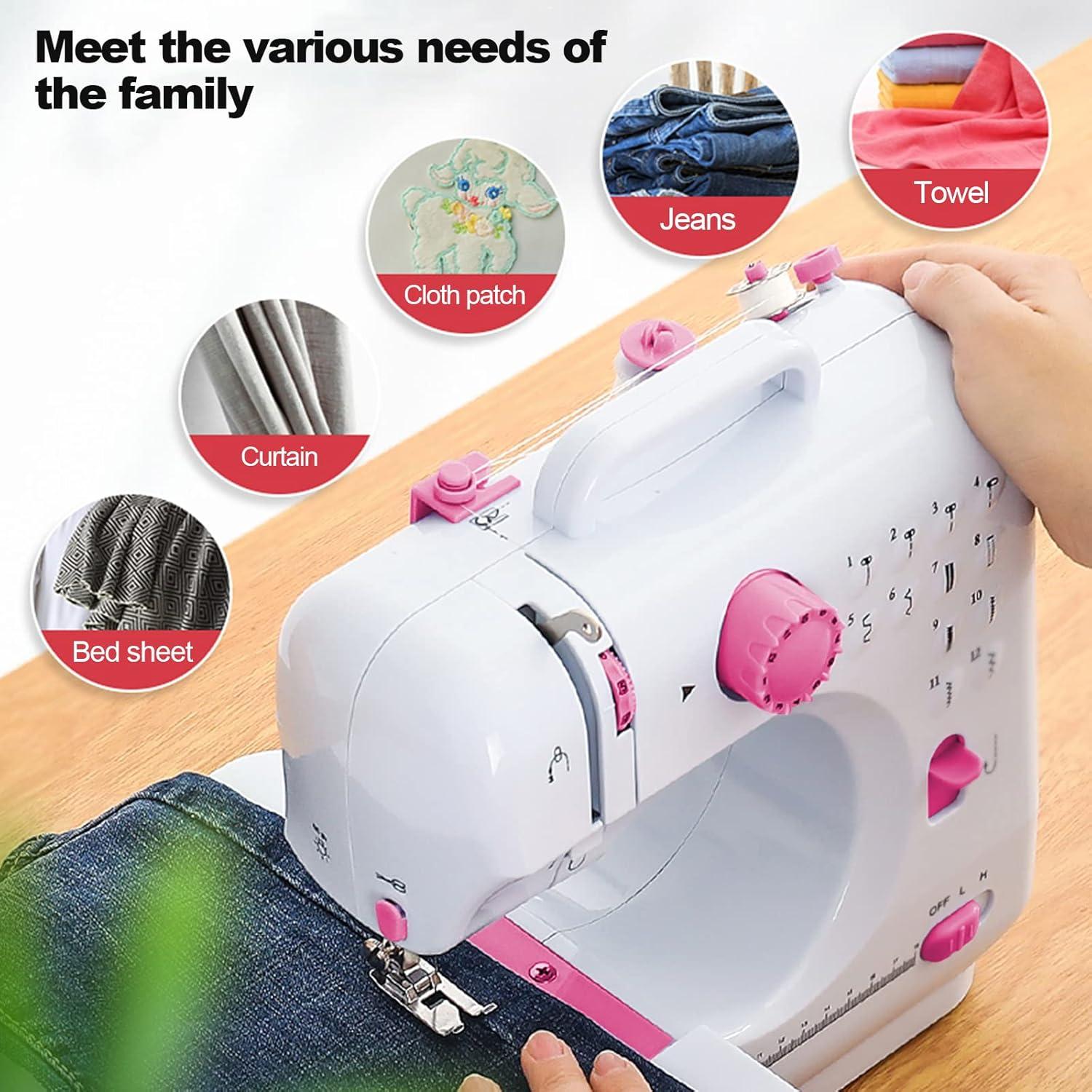 VIFERR Portable Sewing Machine, Mini Handheld Electric Sewing Machines 12 Stitches for Beginners Kids - Pink
