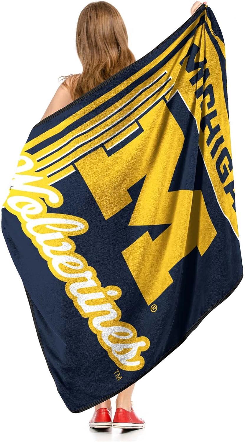 Michigan Wolverines 46" x 60" NCAA Officially Licensed Throw Blanket – Super Soft Lightweight Fleece Blanket for Game Day, Dorms, Couch, Travel & Tailgating Comfort