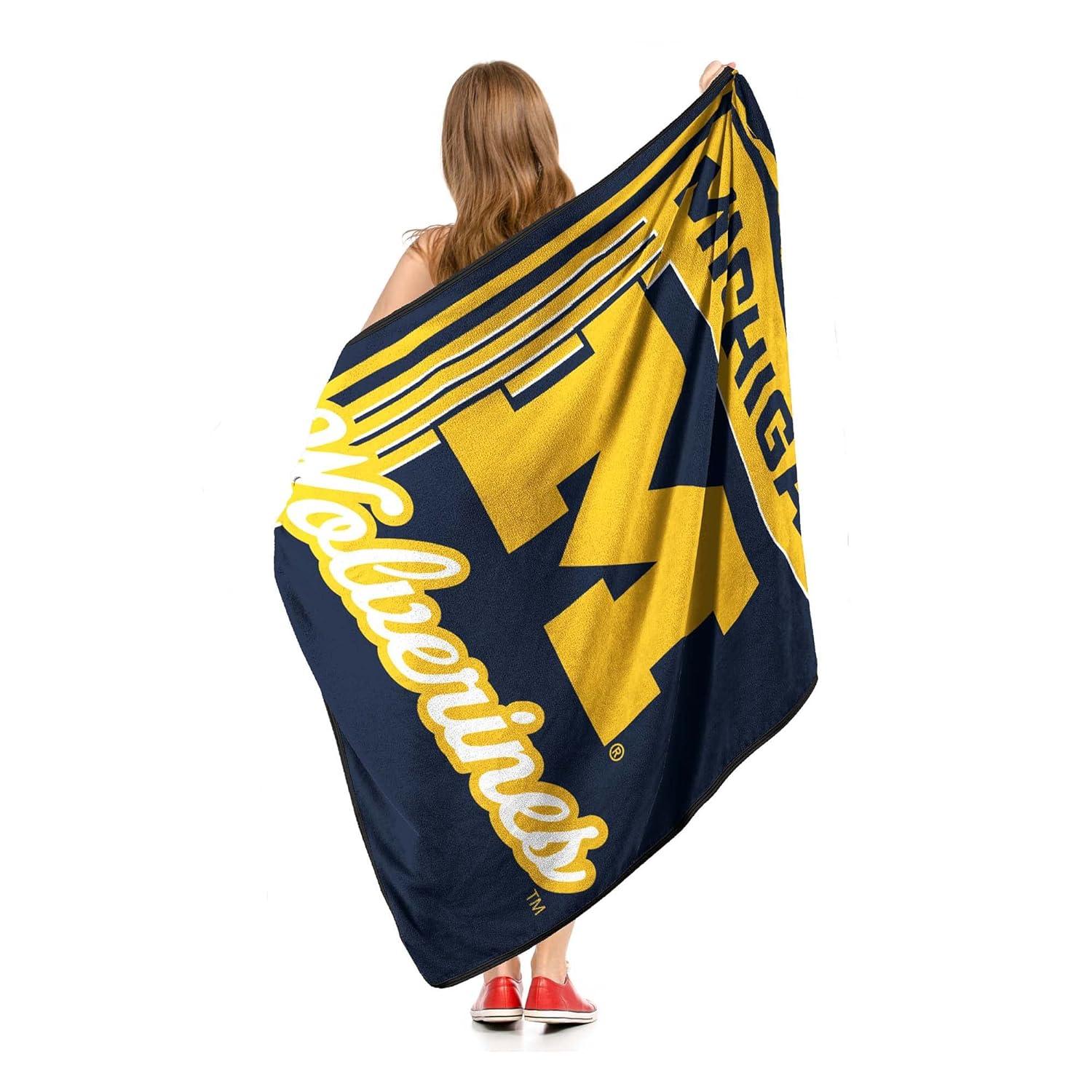 Michigan Wolverines 46" x 60" NCAA Officially Licensed Throw Blanket – Super Soft Lightweight Fleece Blanket for Game Day, Dorms, Couch, Travel & Tailgating Comfort