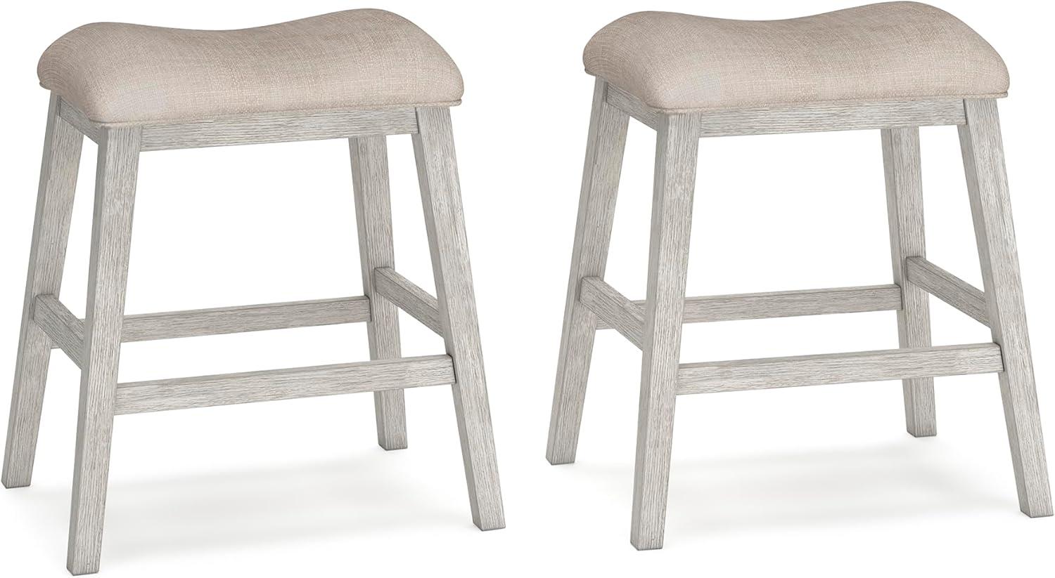 Signature Design By Ashley Skempton Modern 24" Counter Height Upholstered Barstool, 2 Count, Whitewash