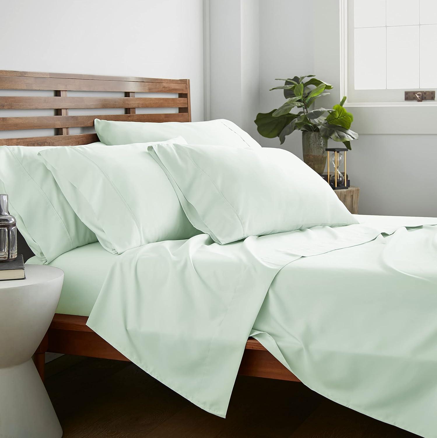 American Home Collection Queen Size 6 Piece Bed Sheet Set Mint - Ultra Soft Microfiber Deep Pocket Wrinkle Free