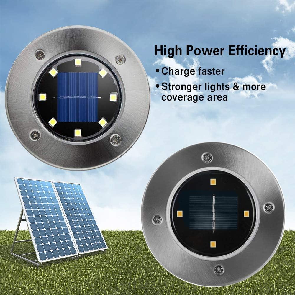 Aogist Solar Ground Lights, LED Garden Disk Lights In-Ground Outdoor Landscape Lighting for Lawn Patio Pathway Yard Deck Walkway (Warm White, 4 Pack)
