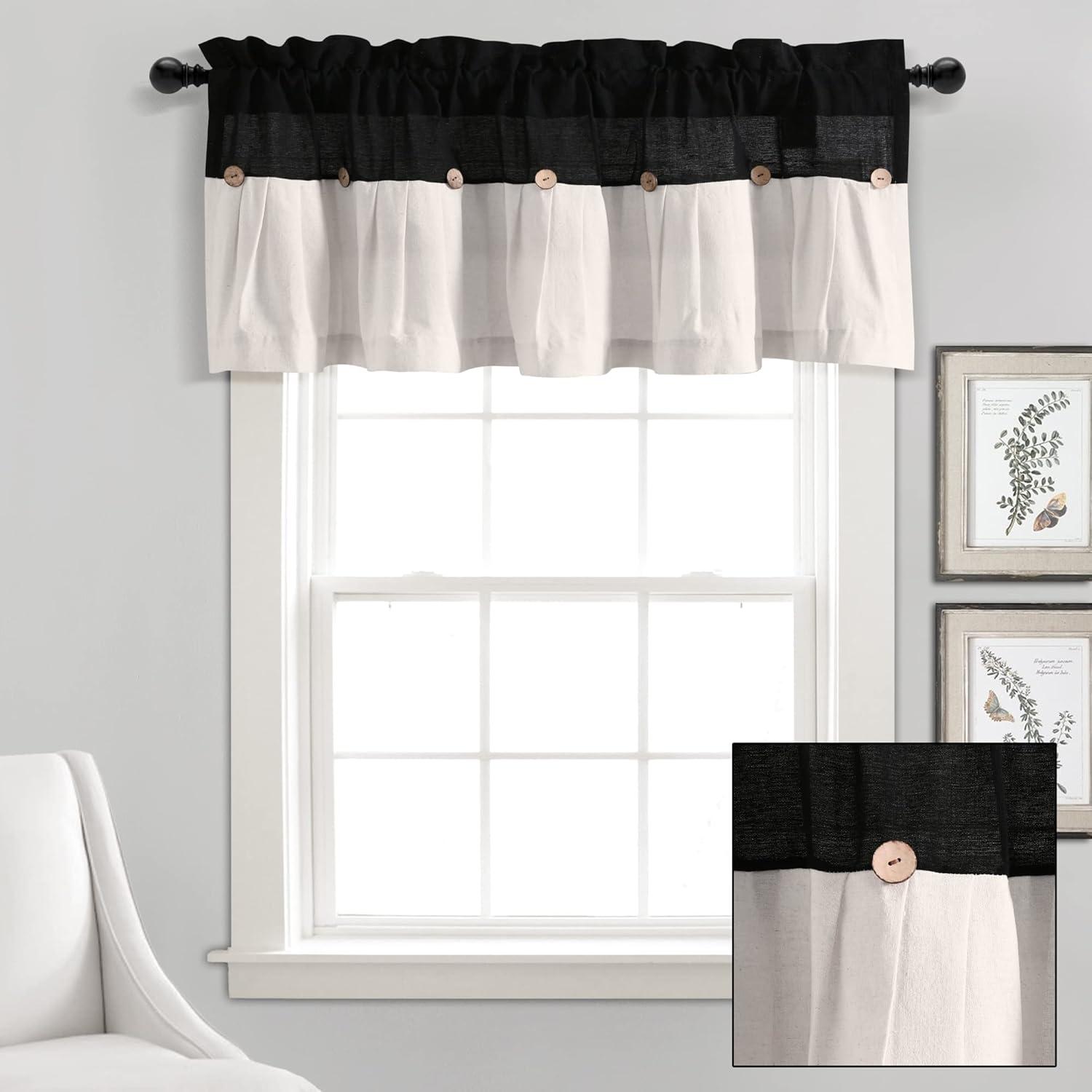 Lush Decor Linen Button Valance - Gray White