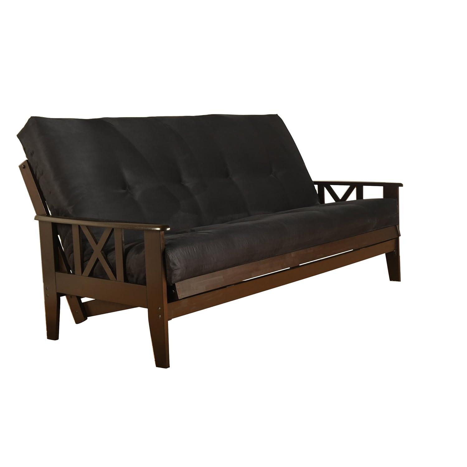 Kodiak Full Size Futon Mattress Only Innerspring in Suede Microfiber Fabric (Black)