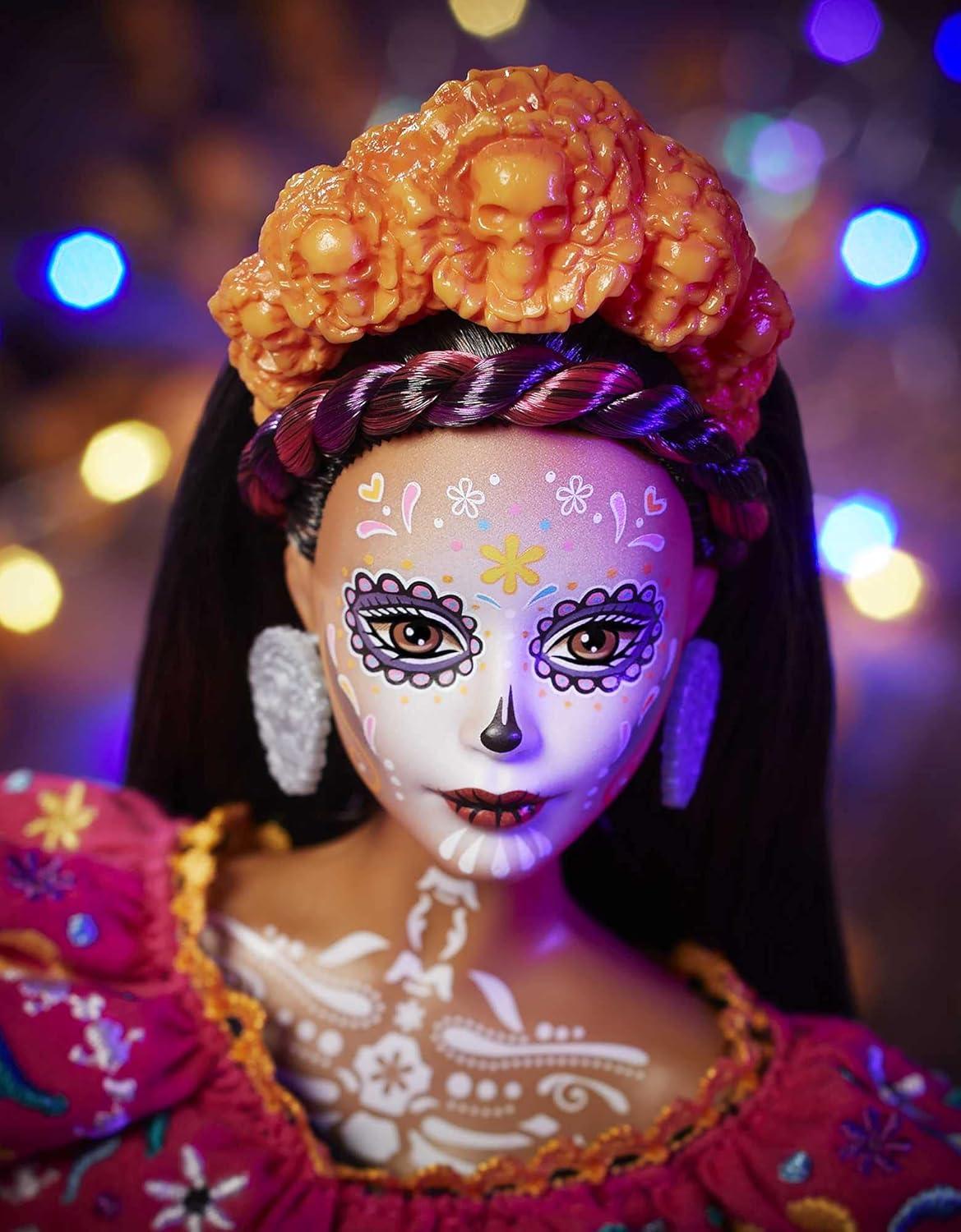 Barbie 2021 Dia De Muertos Doll (11.5-in) Wearing Embroidered Dress & Calavera Face Paint