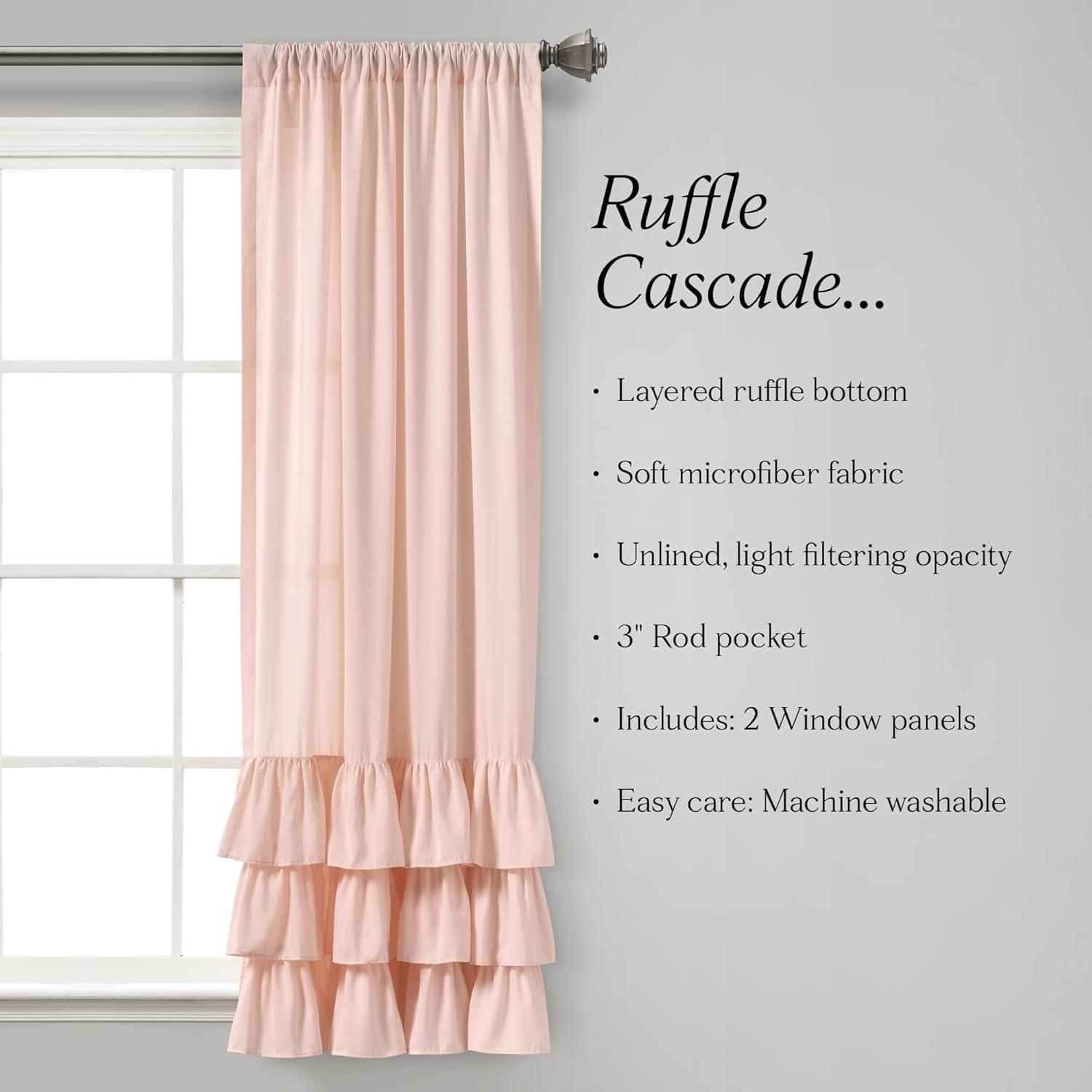 Lush Decor Allison Ruffle Polyester Semi Sheer Curtain Pair (Set of 2)