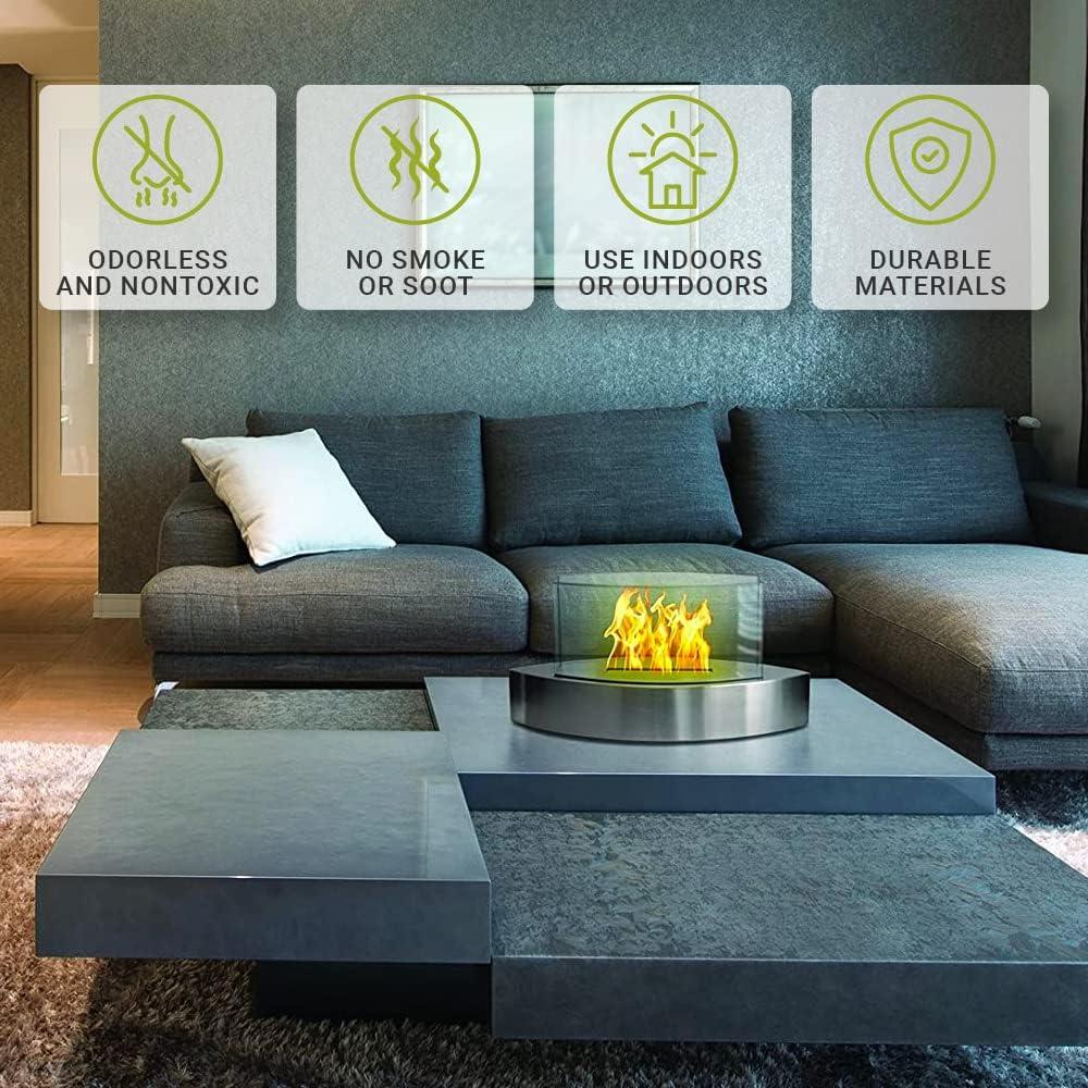 19" Silver Indoor Curved Tabletop Anywhere Fireplace