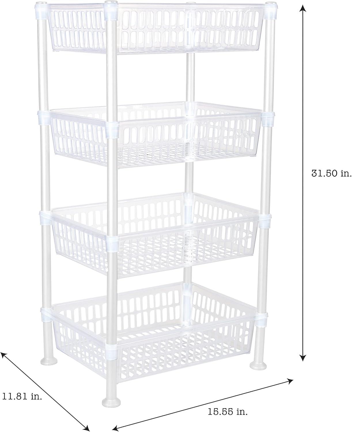 White 4-Tier Slim Polypropylene Shelving Unit