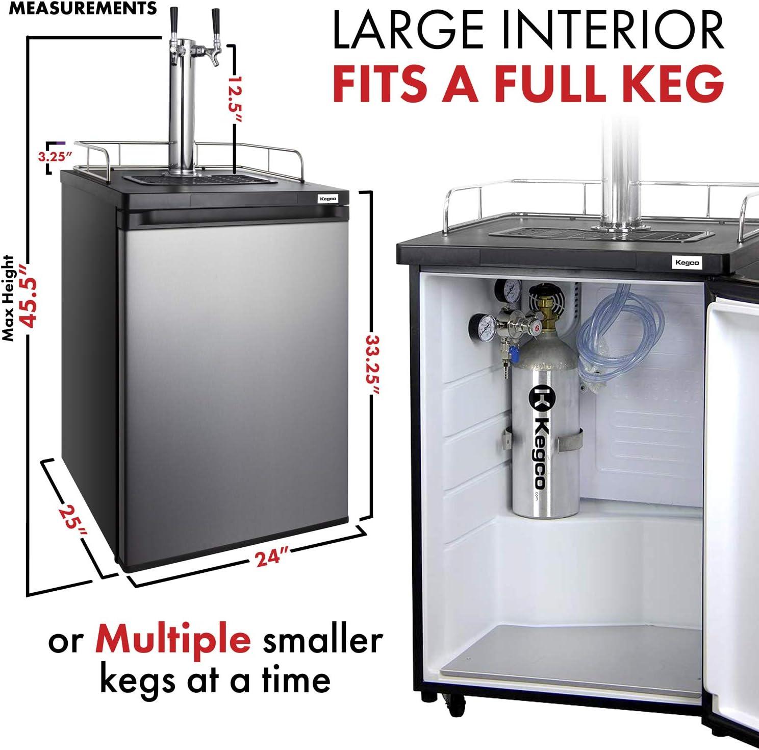Kegco Kegco 5.6 Cubic Feet Dual Tap Freestanding Kegerator with Adjustable Temperature
