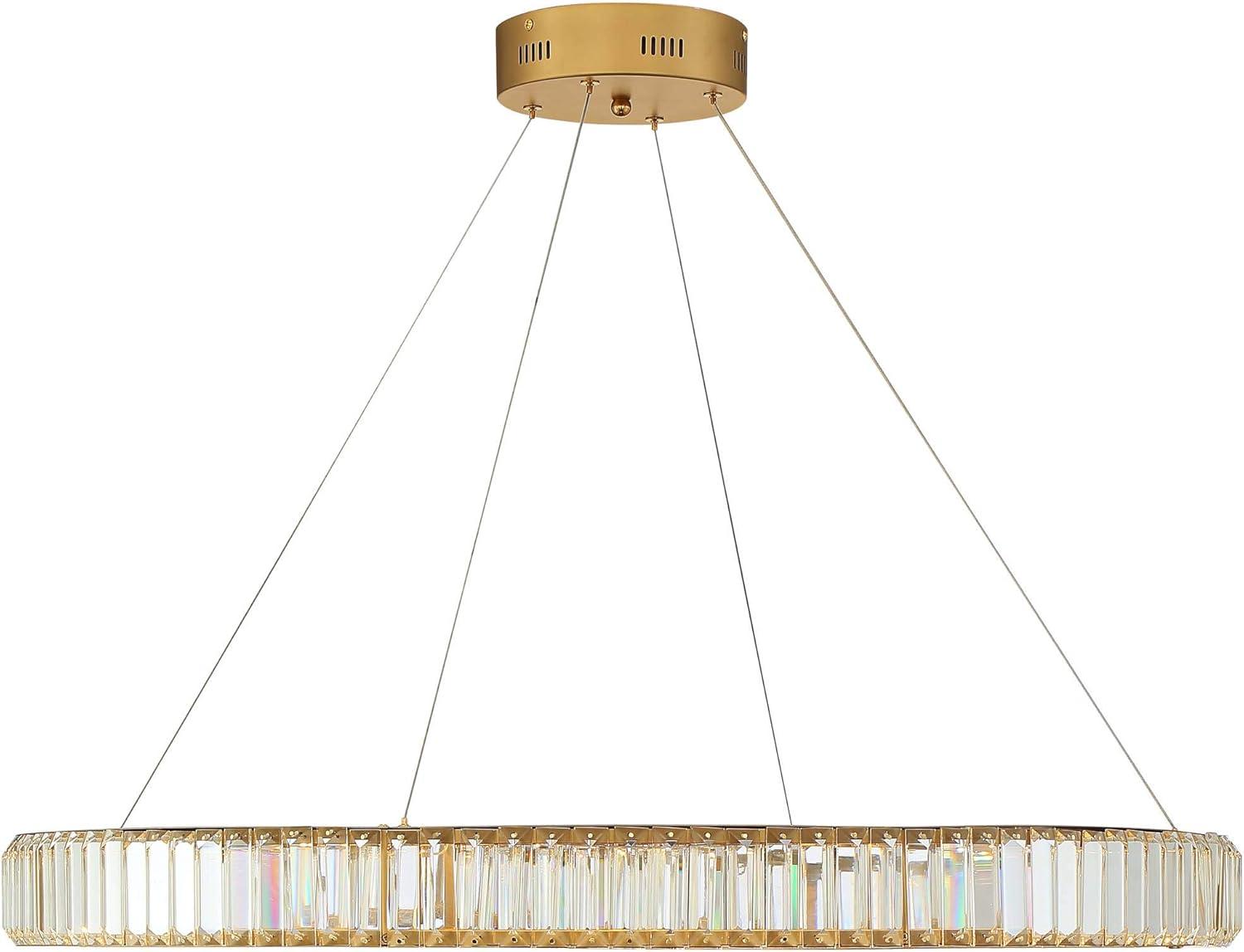 Possini Euro Design Vesta Gold Ring Pendant Light 35 1/2" Wide Modern LED Crystal Glass for Dining Room House Foyer Kitchen Island Entryway Bedroom