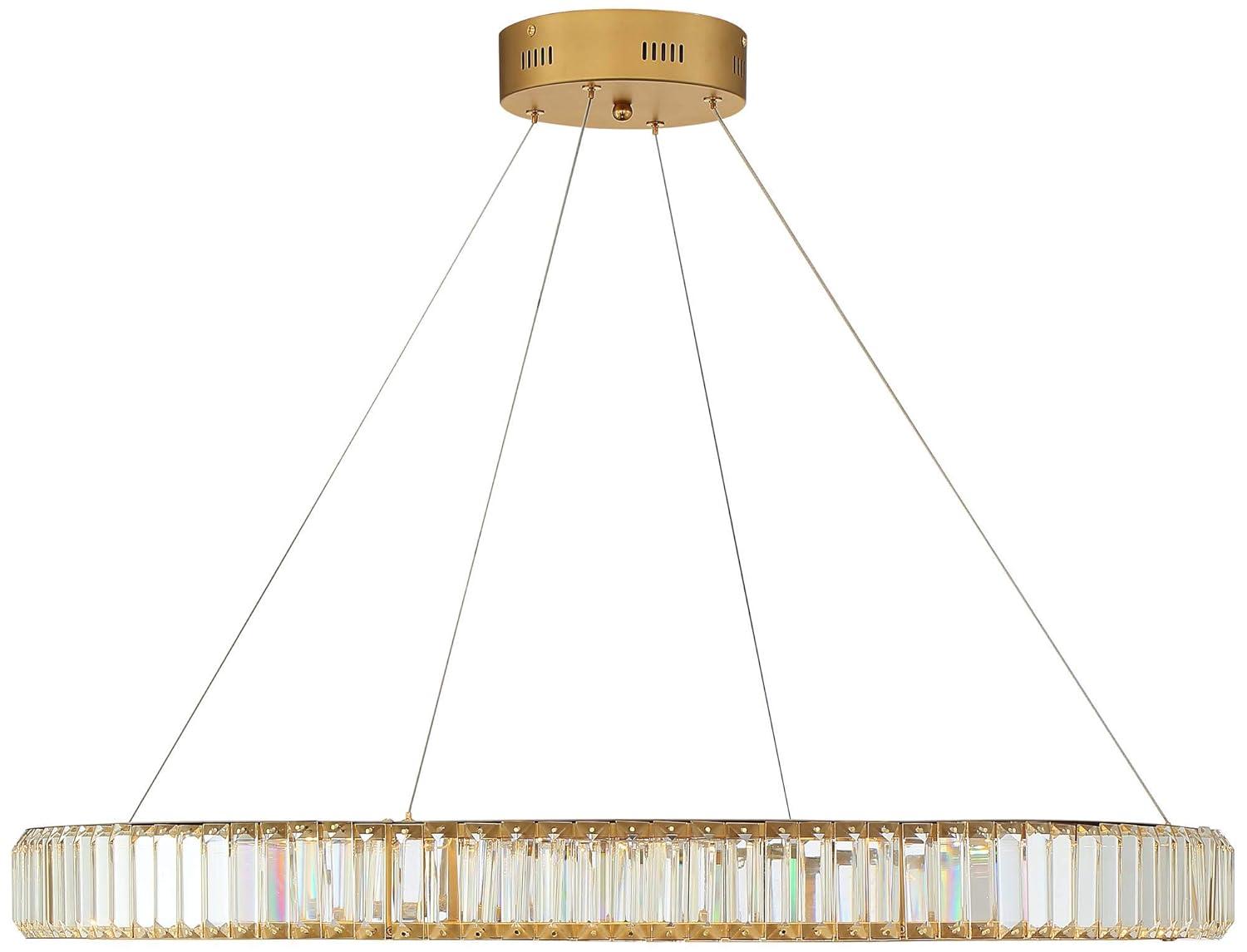 Possini Euro Design Vesta Gold Ring Pendant Light 35 1/2" Wide Modern LED Crystal Glass for Dining Room House Foyer Kitchen Island Entryway Bedroom