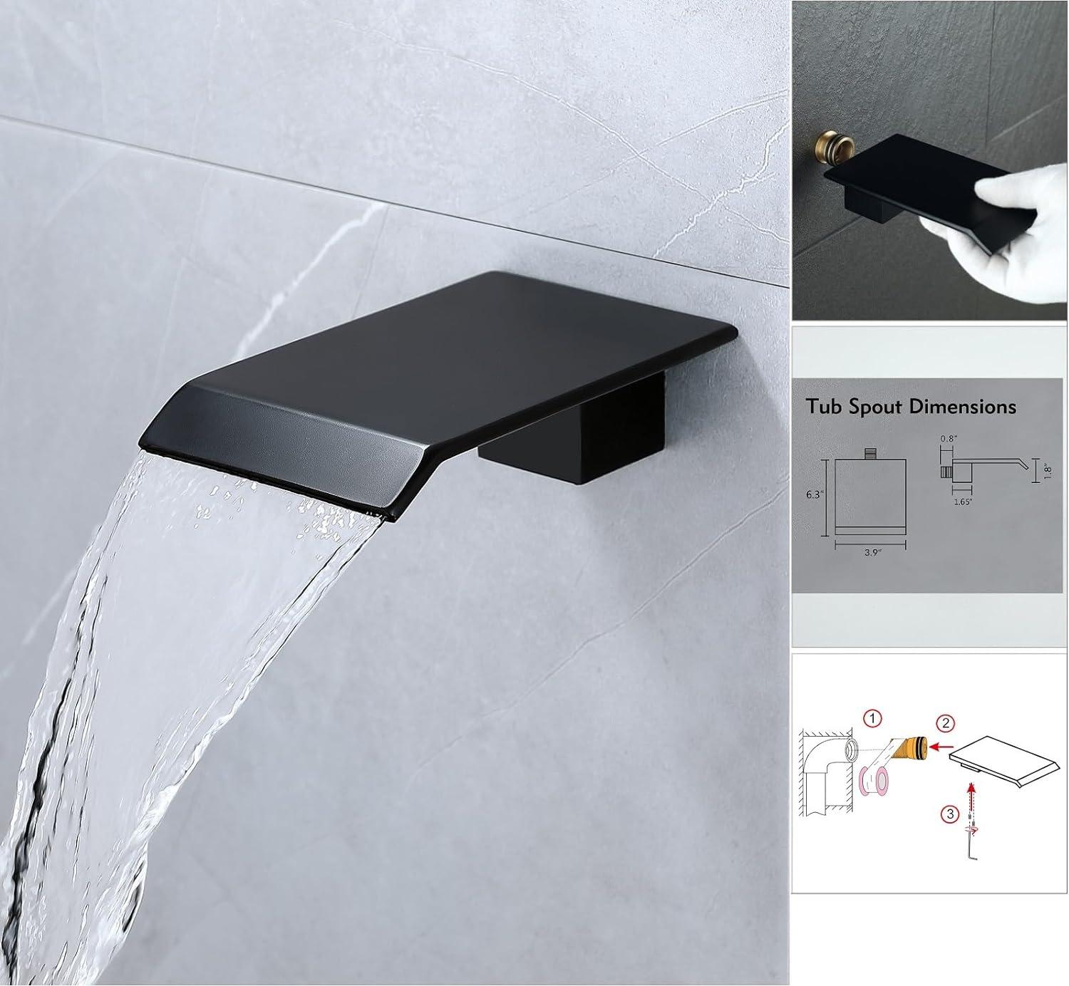 Matte Black Square Rainfall Wall Mounted Shower System