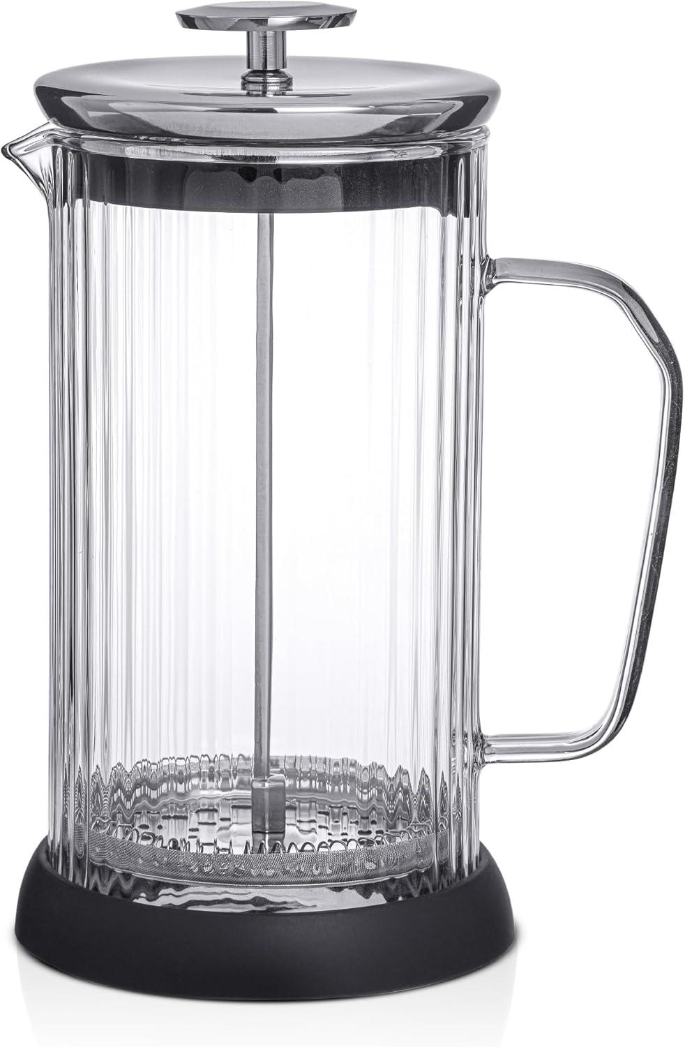 JoyJolt JG10327 JoyJolt Savor Fluted French Press Coffee and Tea Maker, 33.8oz