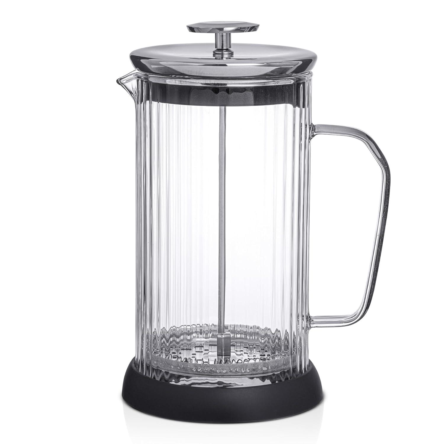 JoyJolt JG10327 JoyJolt Savor Fluted French Press Coffee and Tea Maker, 33.8oz