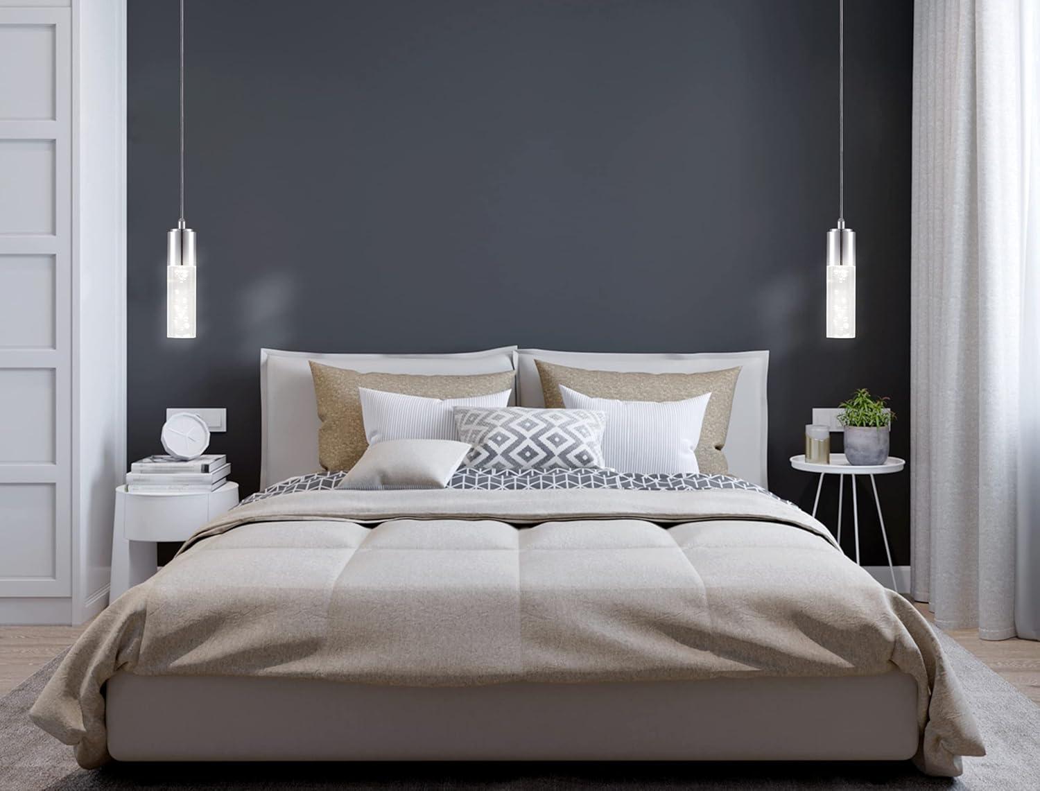 Bolha 4.75" 1-Light Bubble Acrylic/Iron Modern Minimalist Integrated LED Pendant, Chrome