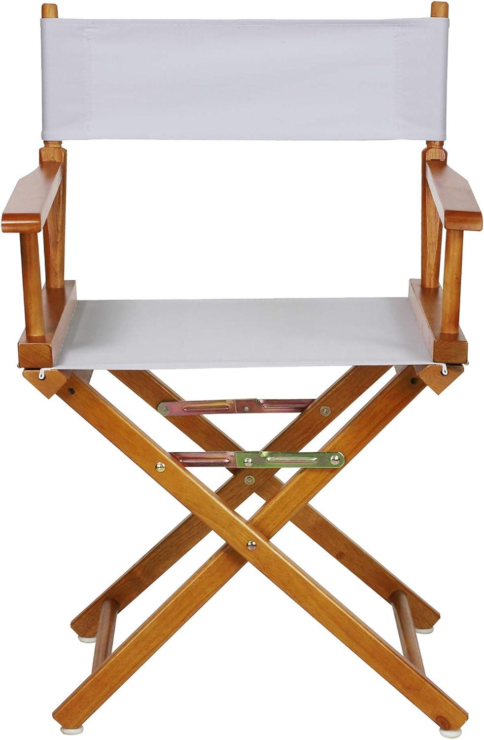 "18" Director's Chair Honey Oak Frame-White Canvas"