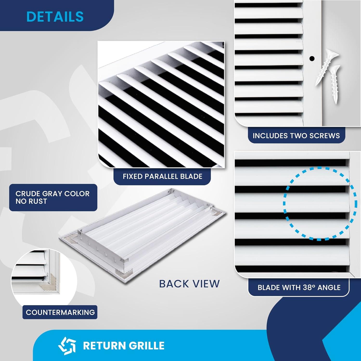 White Aluminum 14x6 Inch Ceiling Vent Grille