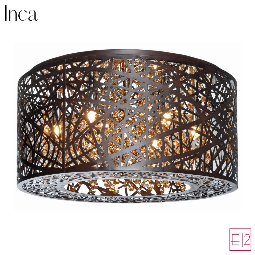 ET2 E21300-10BZ Inca 7 Light Bronze Flush Mount Ceiling Light in Without Bulb, Cognac - 16 in.