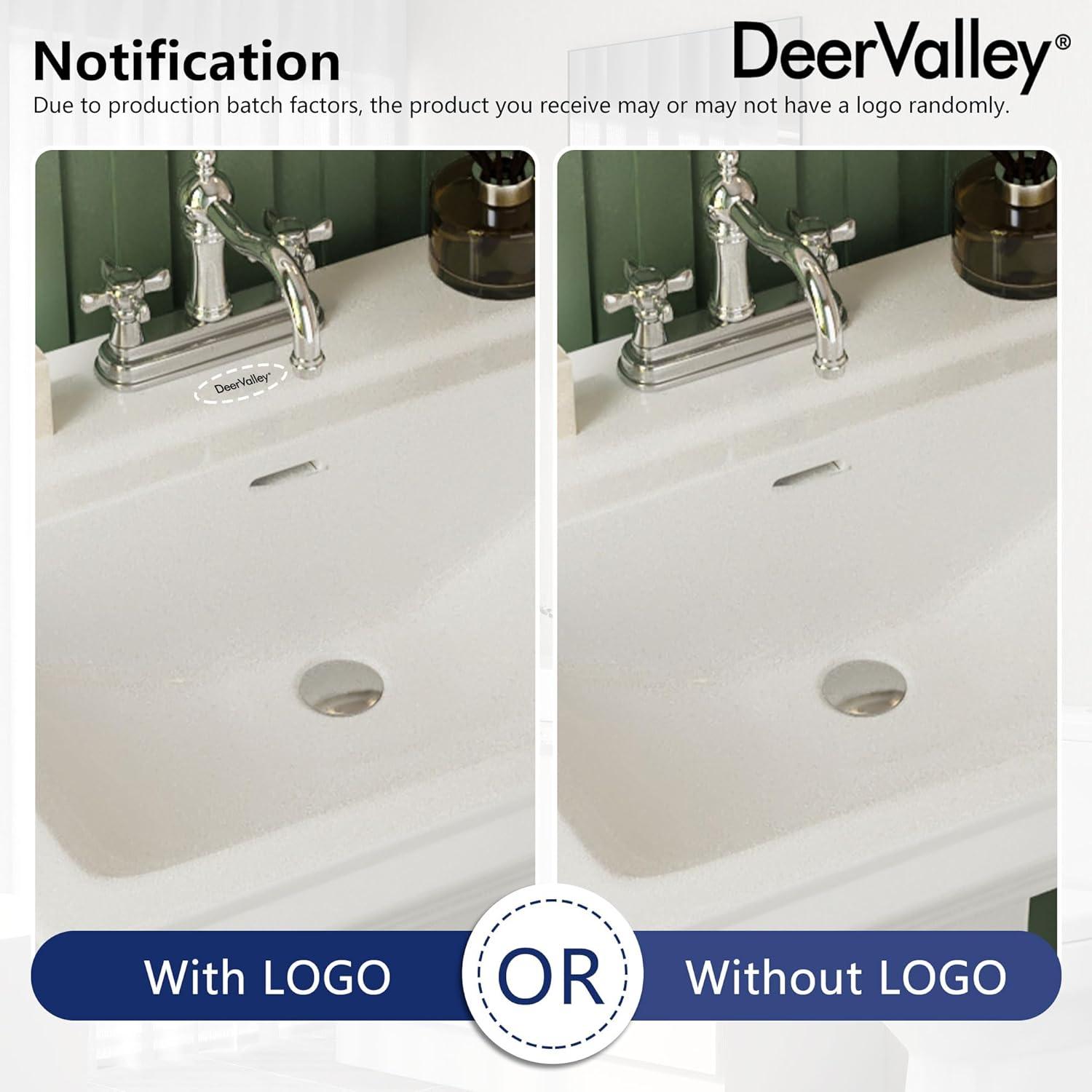 DeerValley Apex 34" Tall Rectangular Vitreous China Pedestal Bathroom Sink with Overflow DV-1P521