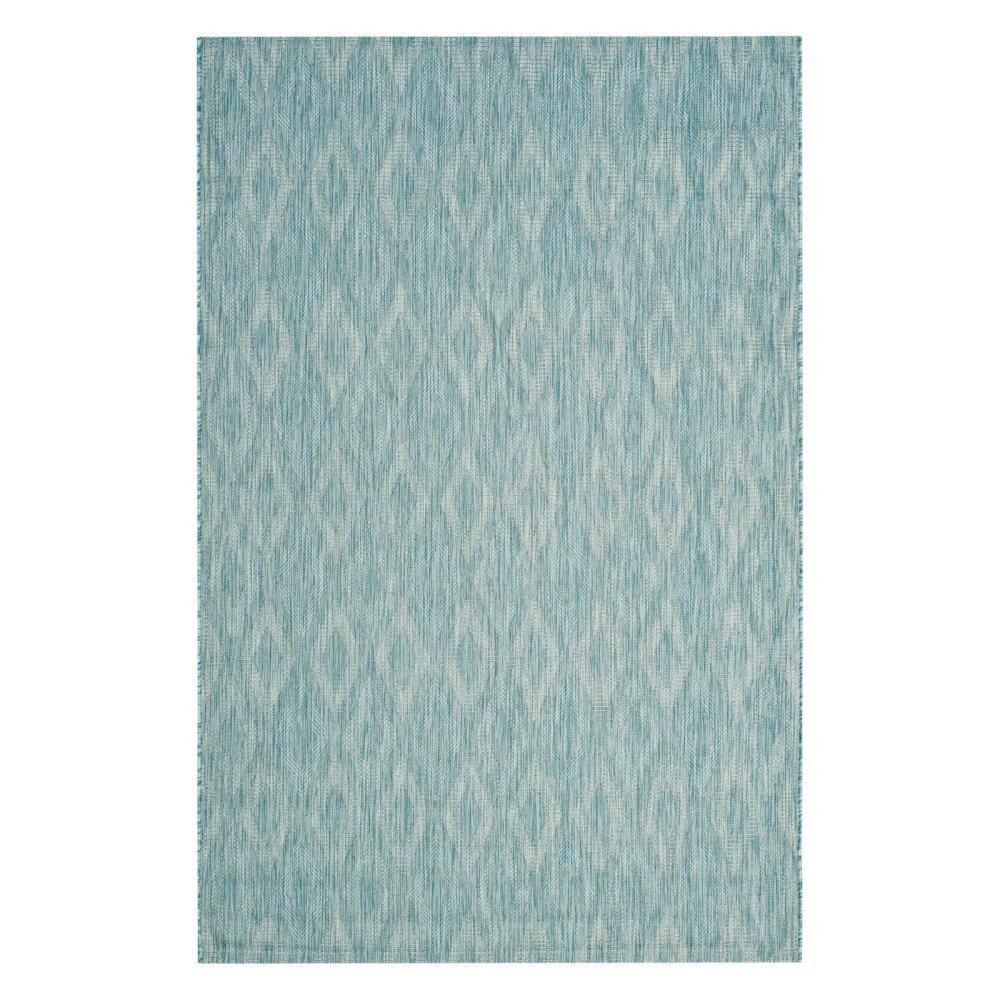Courtyard CY8522 Power Loomed Indoor and Outdoor Accent Rug - Aqua/Aqua - 2'7"x5' - Safavieh